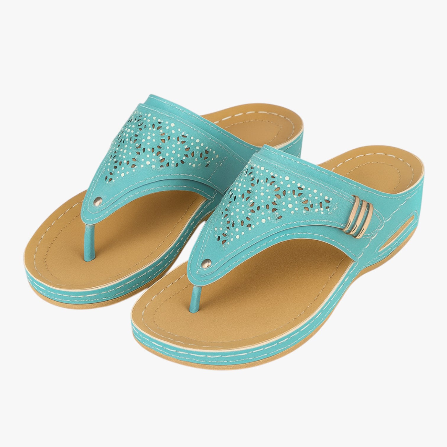 Julia | Sandali Ortopedici Donna Morbidi, Antiscivolo e con Zeppa Estiva - Verde chiaro - breathable sandals easy wear sandals fashion sandals stylish sandals - Concept Palermo