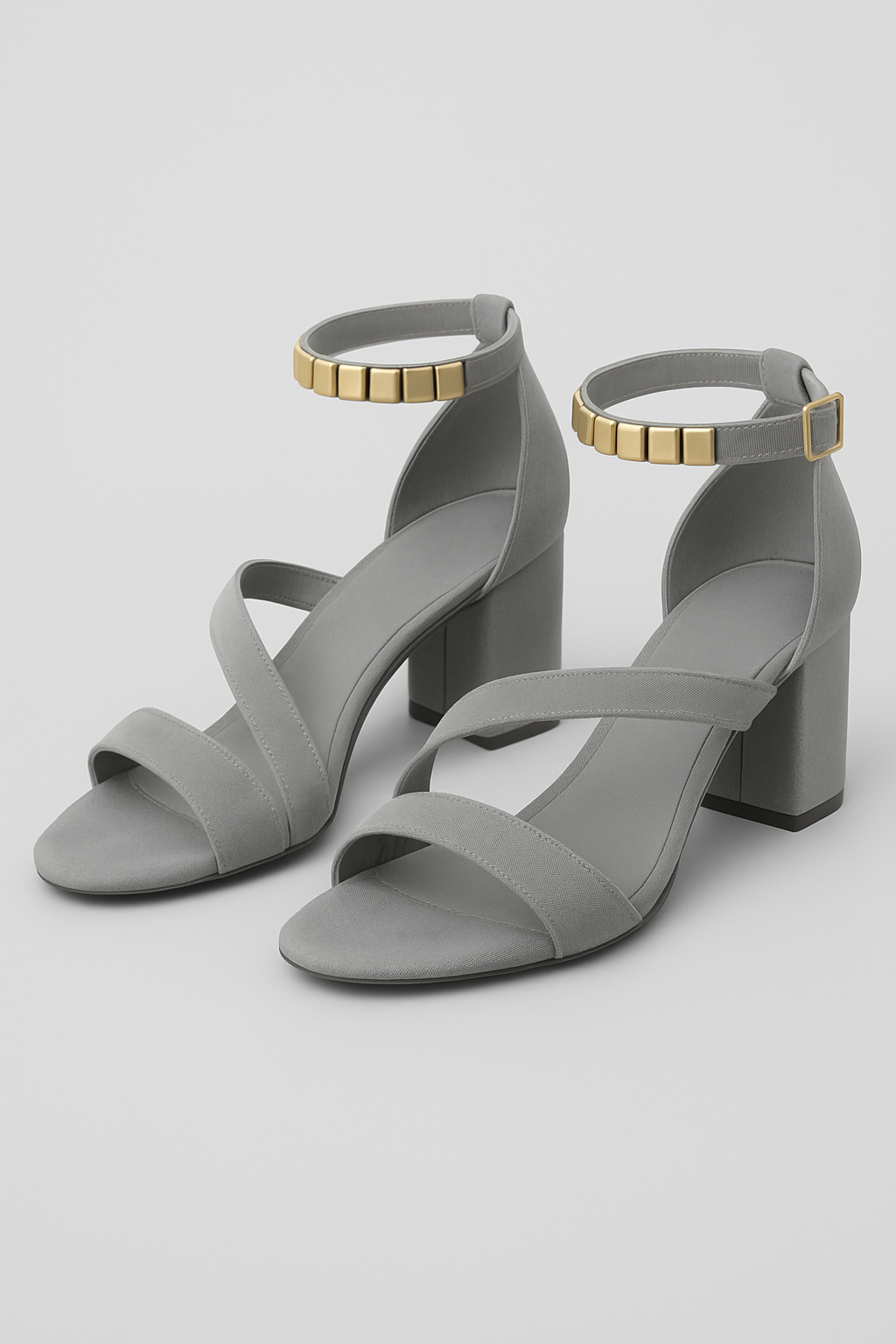 Myrna | Sandali eleganti con cinturini sovrapposti e tacco blocco - Grigio - Frauen Sandalen SPRING - Concept Palermo