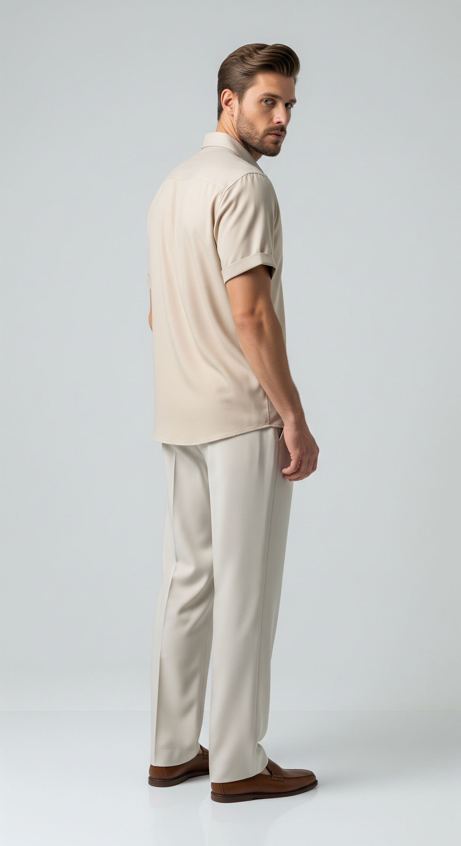 Christian | Set Estivo Elegante per Uomini - - abbigliamento casual uomo abbigliamento estivo elegante camicia leggera uomo indumenti in poliestere moda maschile outfit moderno pantaloni lunghi uomo set abbigliamento uomo set estivo uomini vestibilità ampia - Concept Palermo