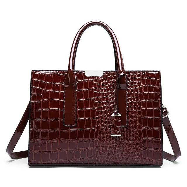 TRIJN - Borsa da donna con stampa coccodrillo - Marrone scuro - handbags Women's handbags - Concept Palermo