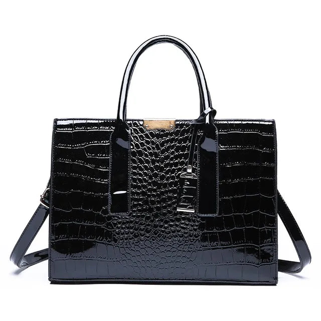 TRIJN - Borsa da donna con stampa coccodrillo - Nero - handbags Women's handbags - Concept Palermo
