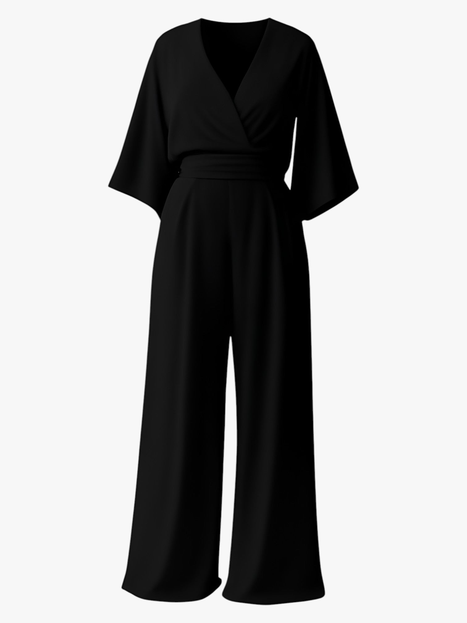 Dorothy | Elegante tuta da donna - Nero - abbigliamento casual abbigliamento donna completo elegante jumpsuit con tasche jumpsuit con V-ausschnitt jumpsuit da cerimonia jumpsuit elegante jumpsuit estivo moda femminile taglio ampio delle gambe - Concept Palermo