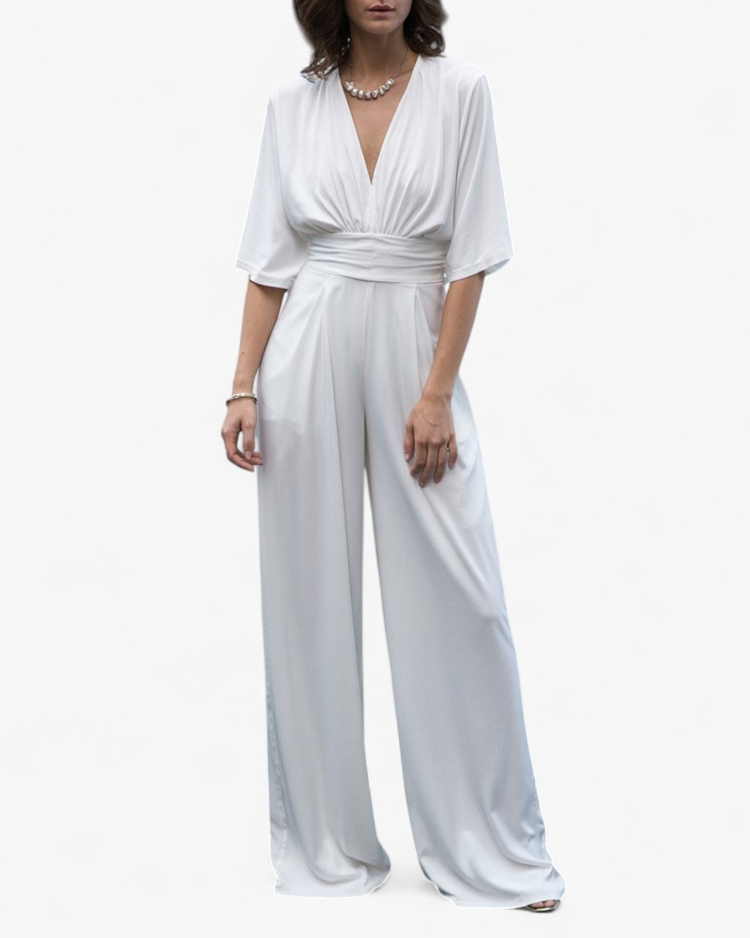 Dorothy | Elegante tuta da donna - - abbigliamento casual abbigliamento donna completo elegante jumpsuit con tasche jumpsuit con V-ausschnitt jumpsuit da cerimonia jumpsuit elegante jumpsuit estivo moda femminile taglio ampio delle gambe - Concept Palermo