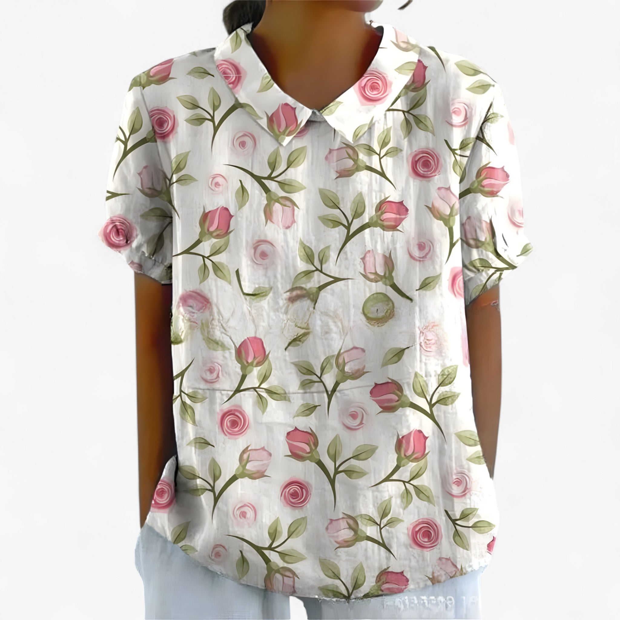 Sarah | Camicia Stampata - Stampa floreale bianca - - Concept Palermo