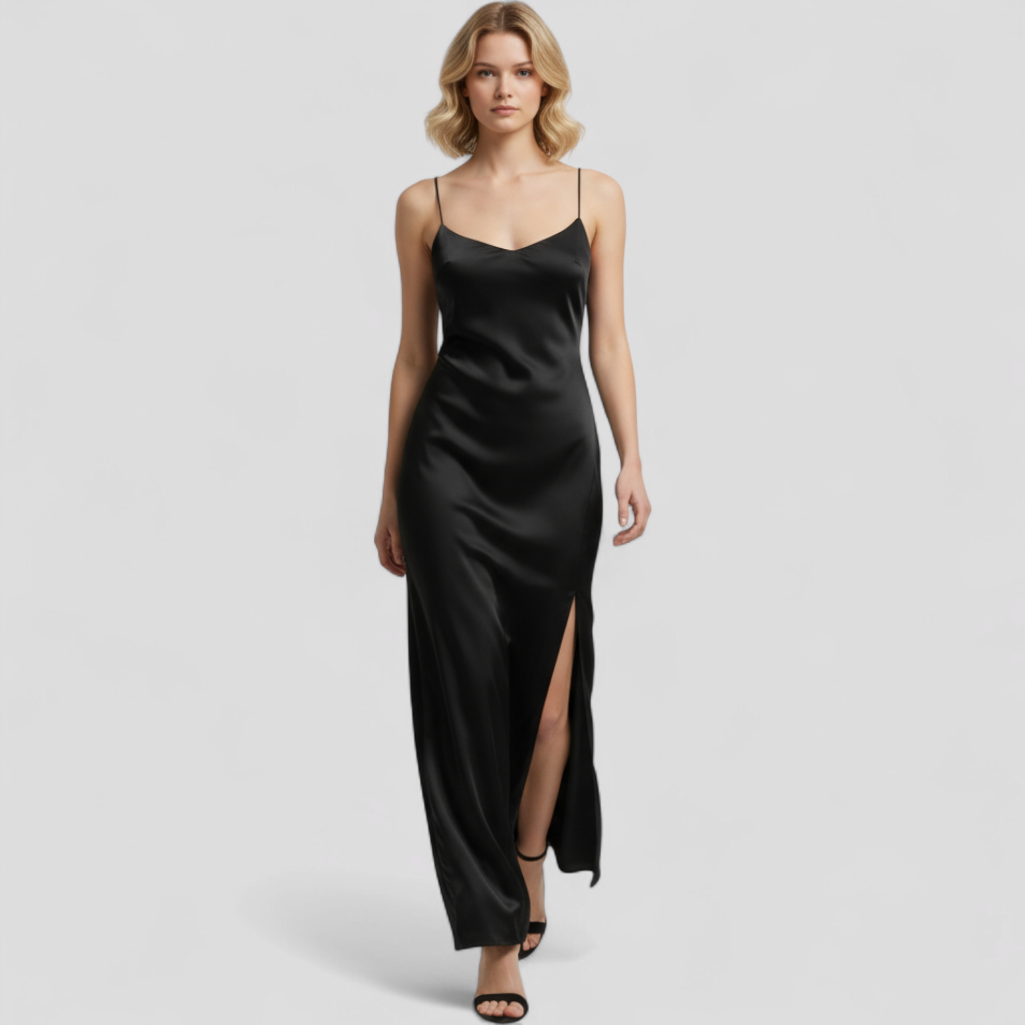 Annelie – Abito lungo in satin elegante con spacchi laterali e spalline sottili - - casual dresses DRESS dresses female dress Maxi Dresses WOMEN - Concept Palermo