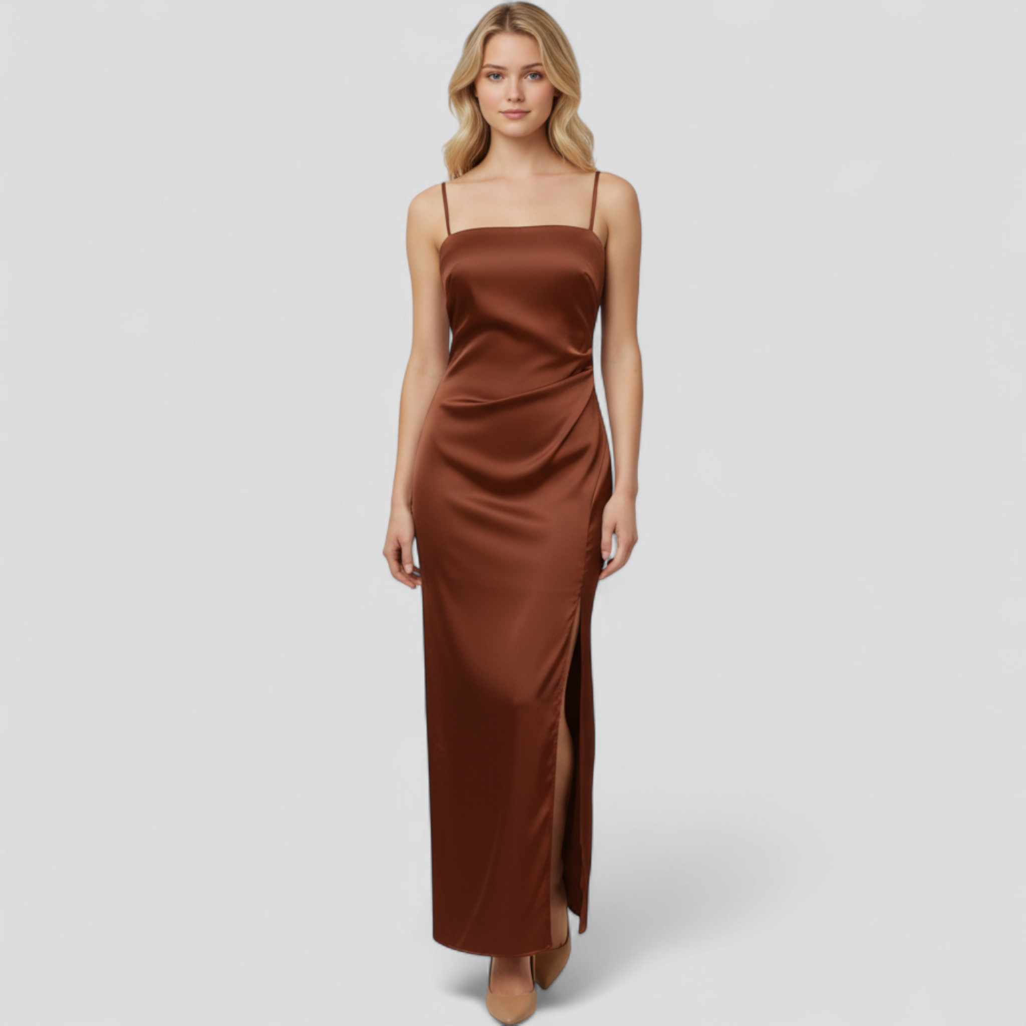 Annelie – Abito lungo in satin elegante con spacchi laterali e spalline sottili - - casual dresses DRESS dresses female dress Maxi Dresses WOMEN - Concept Palermo