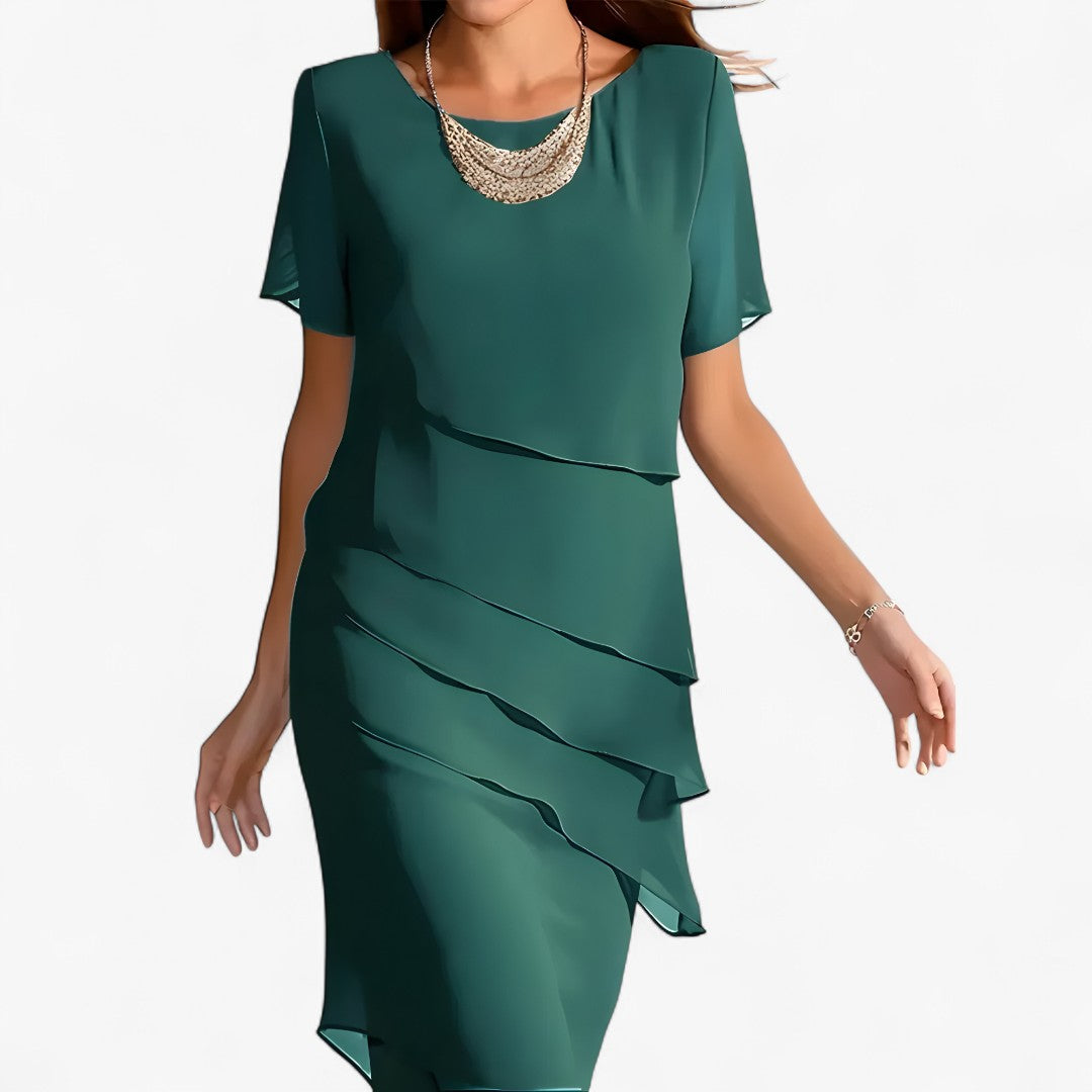 Aurora | Abito con volant fluido – Raffinato e versatile - Verde - DRESS Dresses female dress - Concept Palermo