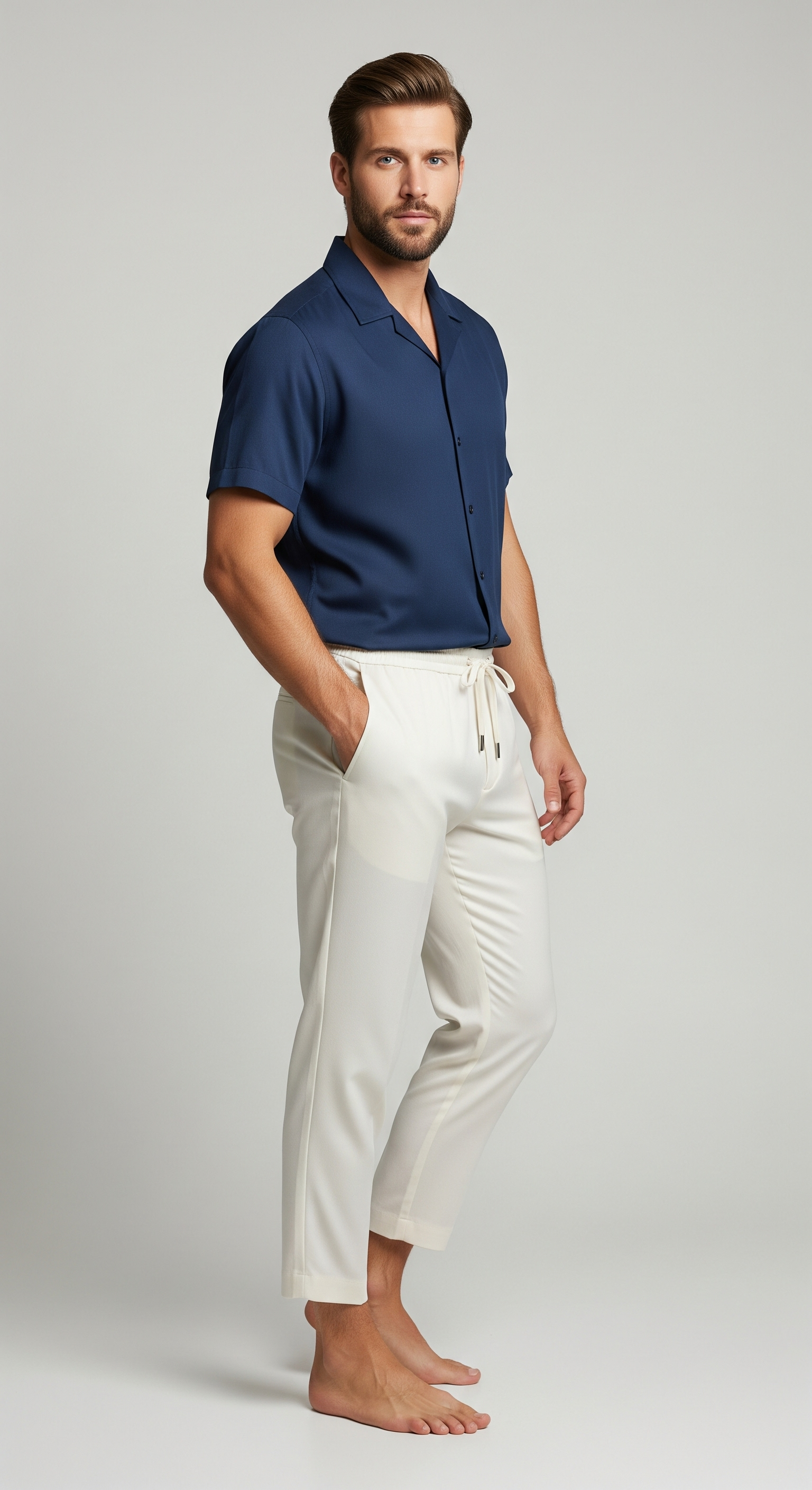 Christian | Set Estivo Elegante per Uomini - - abbigliamento casual uomo abbigliamento estivo elegante camicia leggera uomo indumenti in poliestere moda maschile outfit moderno pantaloni lunghi uomo set abbigliamento uomo set estivo uomini vestibilità ampia - Concept Palermo