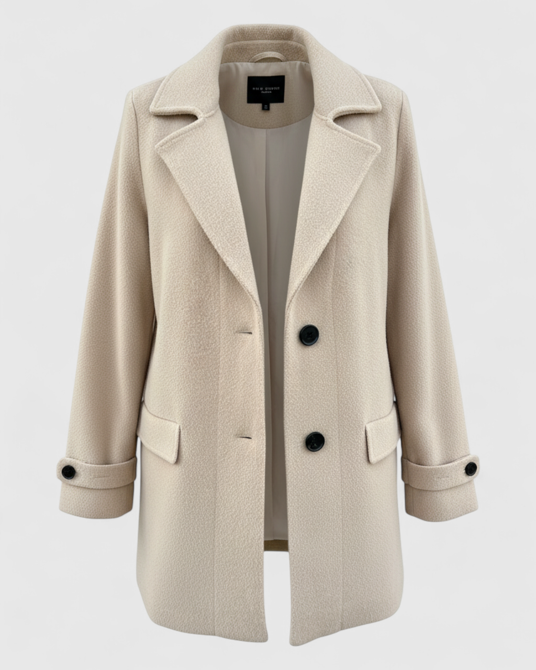 Conti | Giacca Invernale Donna Elegante con Collo Tailored - Khaki - abbinamenti chic autunno inverno collo tailored design con bottoni giacca casual giacca da donna giacca elegante maniche lunghe materiale dacron stile versátil - Concept Palermo
