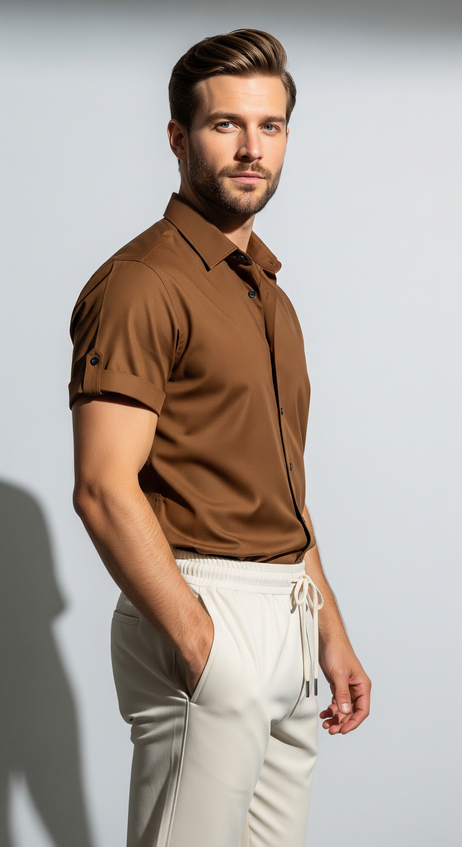 Christian | Set Estivo Elegante per Uomini - - abbigliamento casual uomo abbigliamento estivo elegante camicia leggera uomo indumenti in poliestere moda maschile outfit moderno pantaloni lunghi uomo set abbigliamento uomo set estivo uomini vestibilità ampia - Concept Palermo