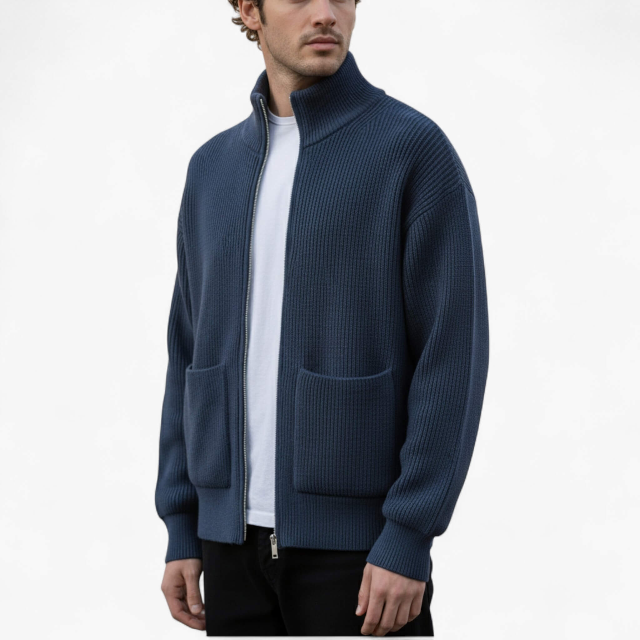 Luca | Maglione Uomo Elegante a Zip Casual - - abbigliamento quotidiano abiti smart-casual cappotto di maglia maglione a maglia maglione a zip maglione casual maglione con cerniera maglione elegante maglione estivo moda maschile - Concept Palermo