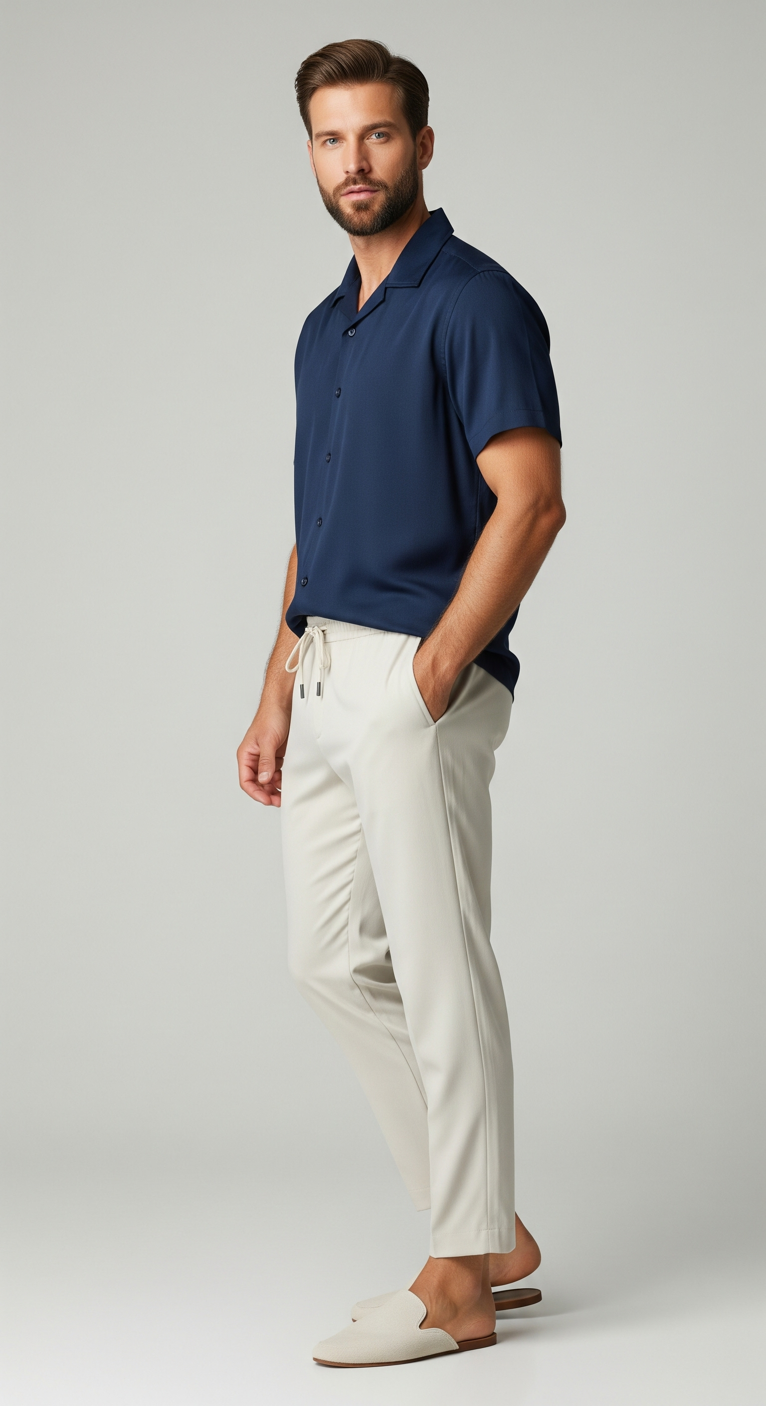 Christian | Set Estivo Elegante per Uomini - - abbigliamento casual uomo abbigliamento estivo elegante camicia leggera uomo indumenti in poliestere moda maschile outfit moderno pantaloni lunghi uomo set abbigliamento uomo set estivo uomini vestibilità ampia - Concept Palermo
