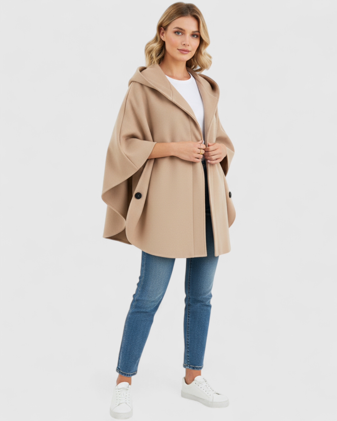 Mikte | Cappotto Donna Elegante Midi con Maniche - - abbigliamento casual cappotto colori vari cappotto con collo a revers cappotto cotone cappotto elegante cappotto maniche midi cappotto midi cappotto primaverile cappotto taglie grandi - Concept Palermo