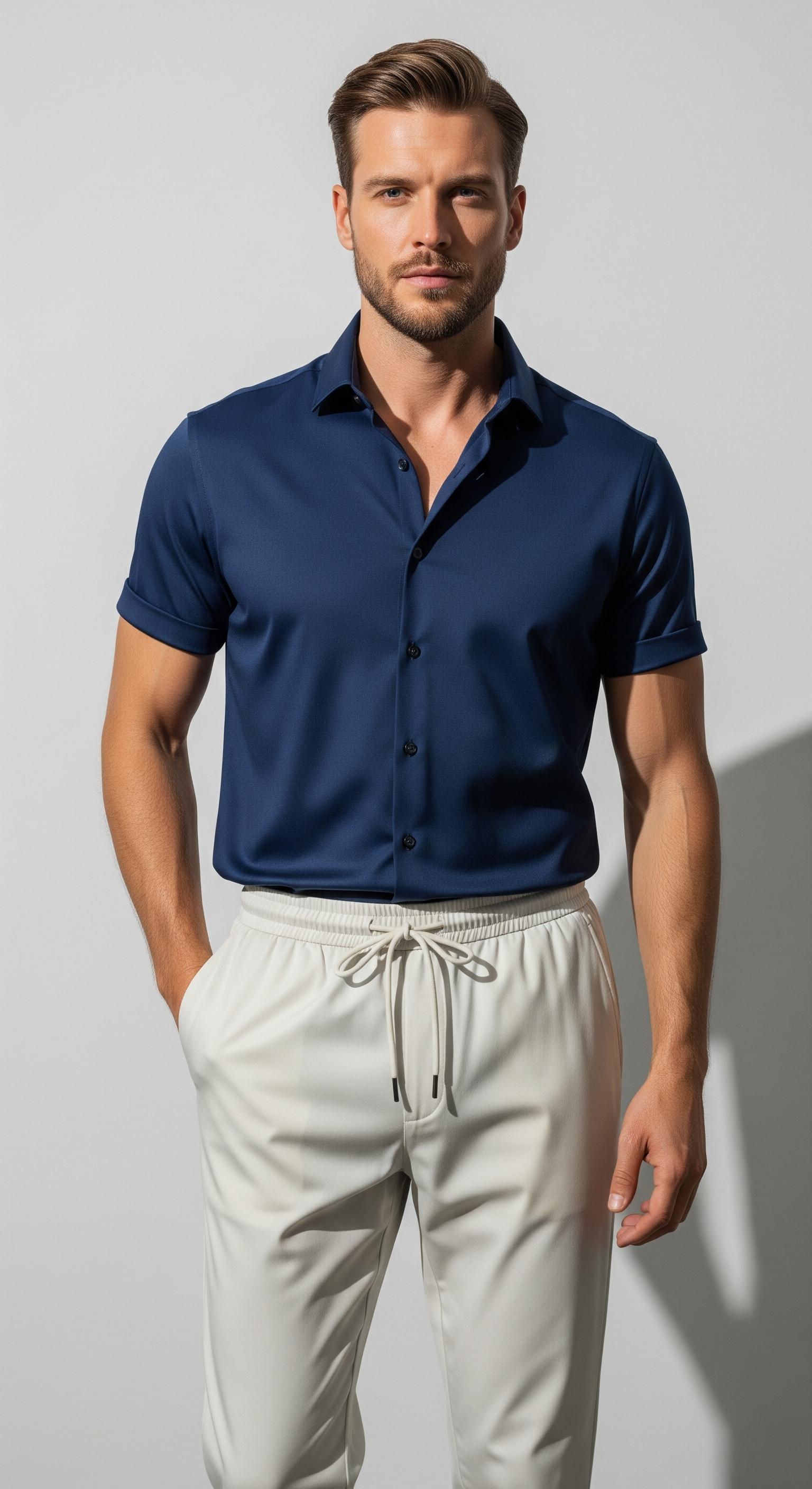 Christian | Set Estivo Elegante per Uomini - - abbigliamento casual uomo abbigliamento estivo elegante camicia leggera uomo indumenti in poliestere moda maschile outfit moderno pantaloni lunghi uomo set abbigliamento uomo set estivo uomini vestibilità ampia - Concept Palermo