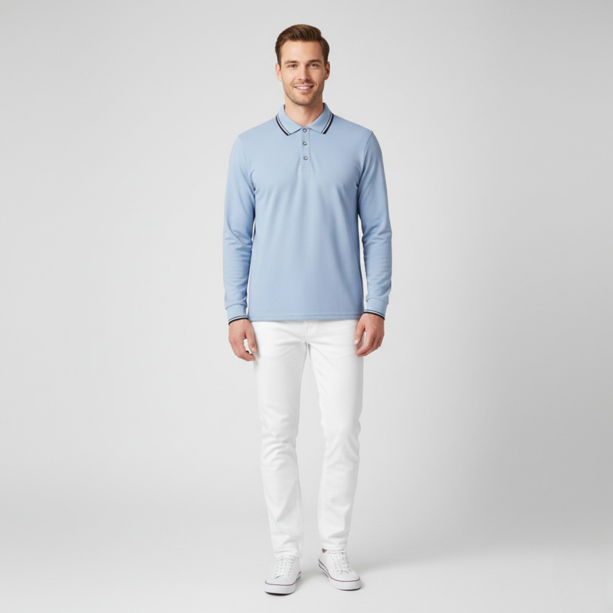 Jezrel | Maglietta Polo da Uomo a Maniche Lunghe - - - Concept Palermo