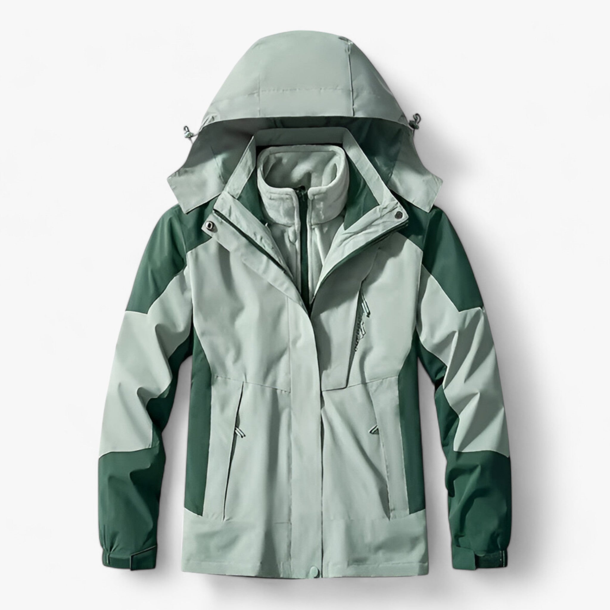 Avery | Giacca Invernale Impermeabile Unisex 3 in 1 - Donne Verdi - abbigliamento outdoor attività all'aperto avventura invernale escursioni giacca antivento giacca calda giacca impermeabile set campeggio set invernale tessuto traspirante - Concept Palermo