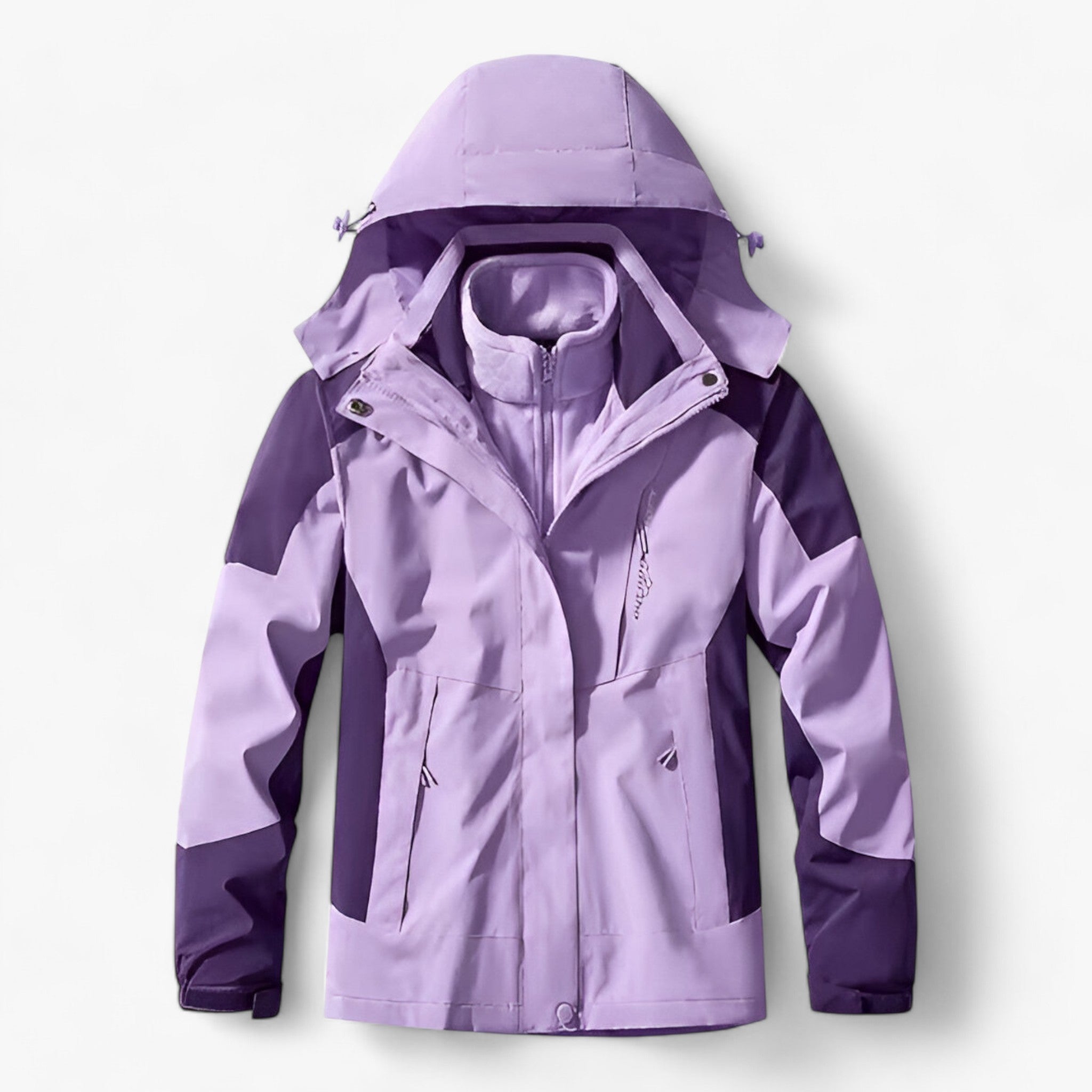 Avery | Giacca Invernale Impermeabile Unisex 3 in 1 - Donne Viola - abbigliamento outdoor attività all'aperto avventura invernale escursioni giacca antivento giacca calda giacca impermeabile set campeggio set invernale tessuto traspirante - Concept Palermo