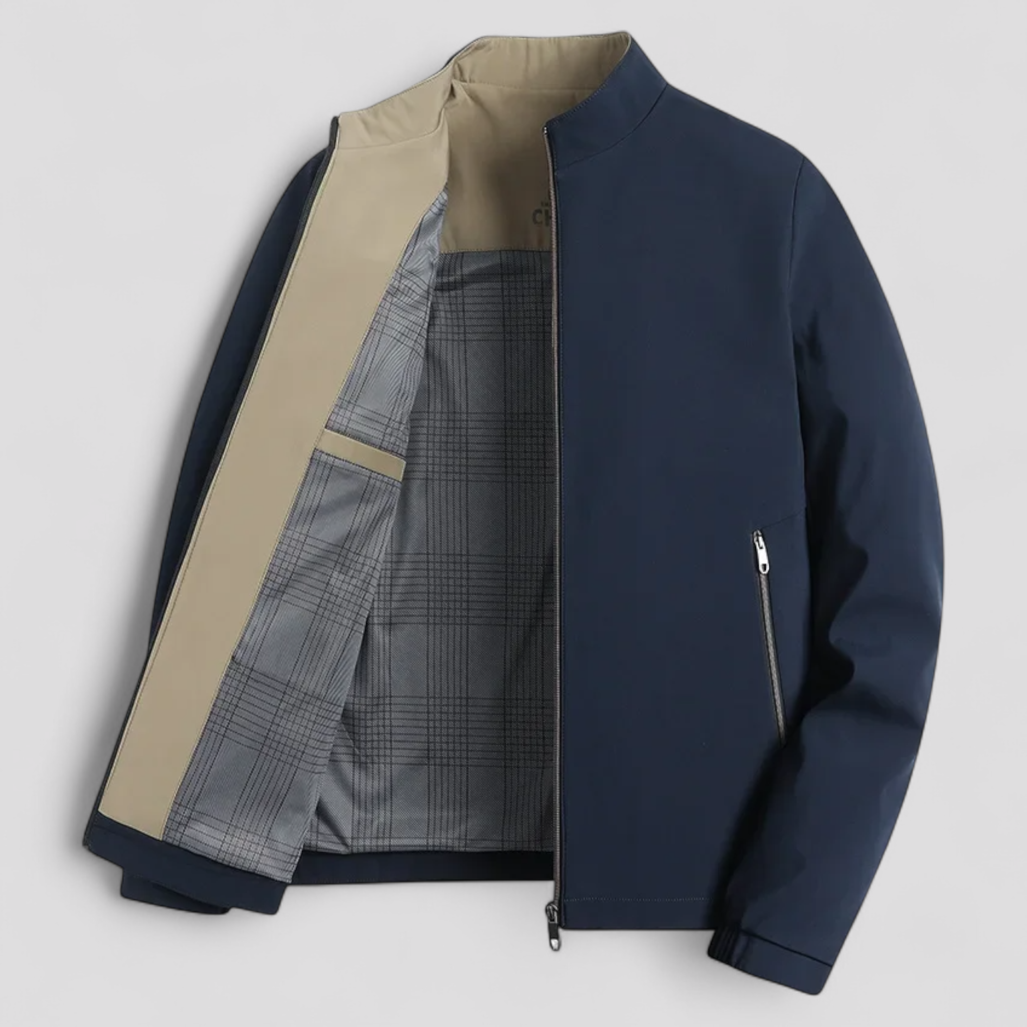 Giacca da Uomo Casual per Primavera e Autunno - Blu navy - abbigliamento casual abbigliamento stagionale giacca alta qualità giacca autunno giacca collo stand giacca elegante giacca primavera giacca uomo giacca versatile - Concept Palermo