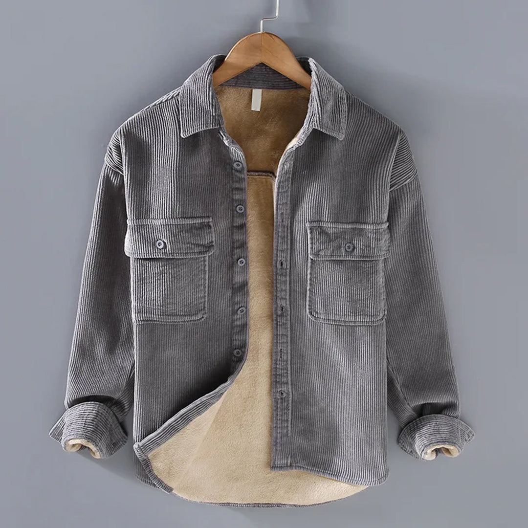 Pierre | Camicia di flanella imbottita da uomo - Grigio - - Concept Palermo