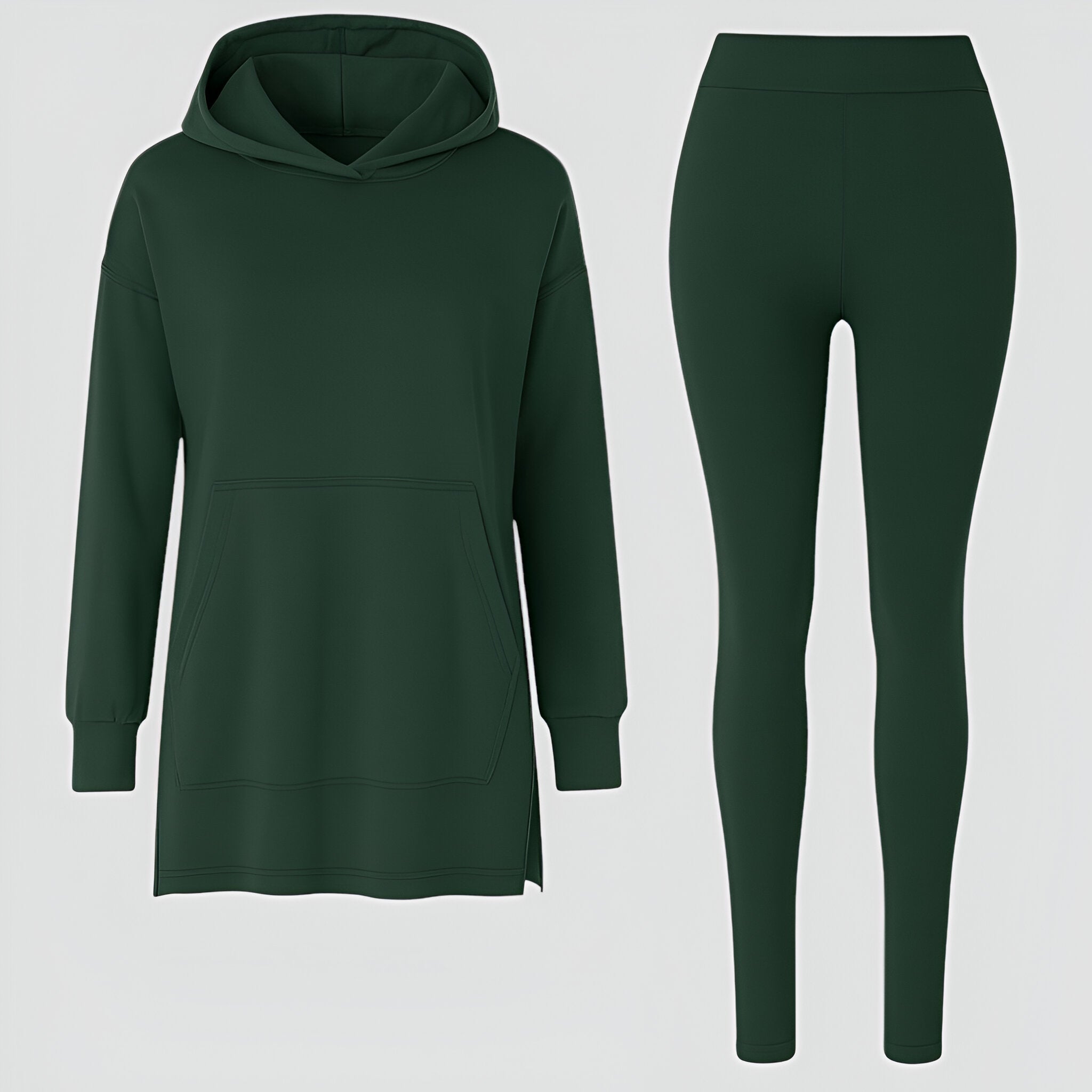 Evelyn | Set felpa e leggings - Comfort e Stile Senza Sforzo - Verde - Moda Senza Sforzo Outfit Casual Chic Outfit Relaxato Set Comfort Quotidiano Set Felpa con Leggings a Mezza Lunghezza Set Felpa Elegante - Concept Palermo