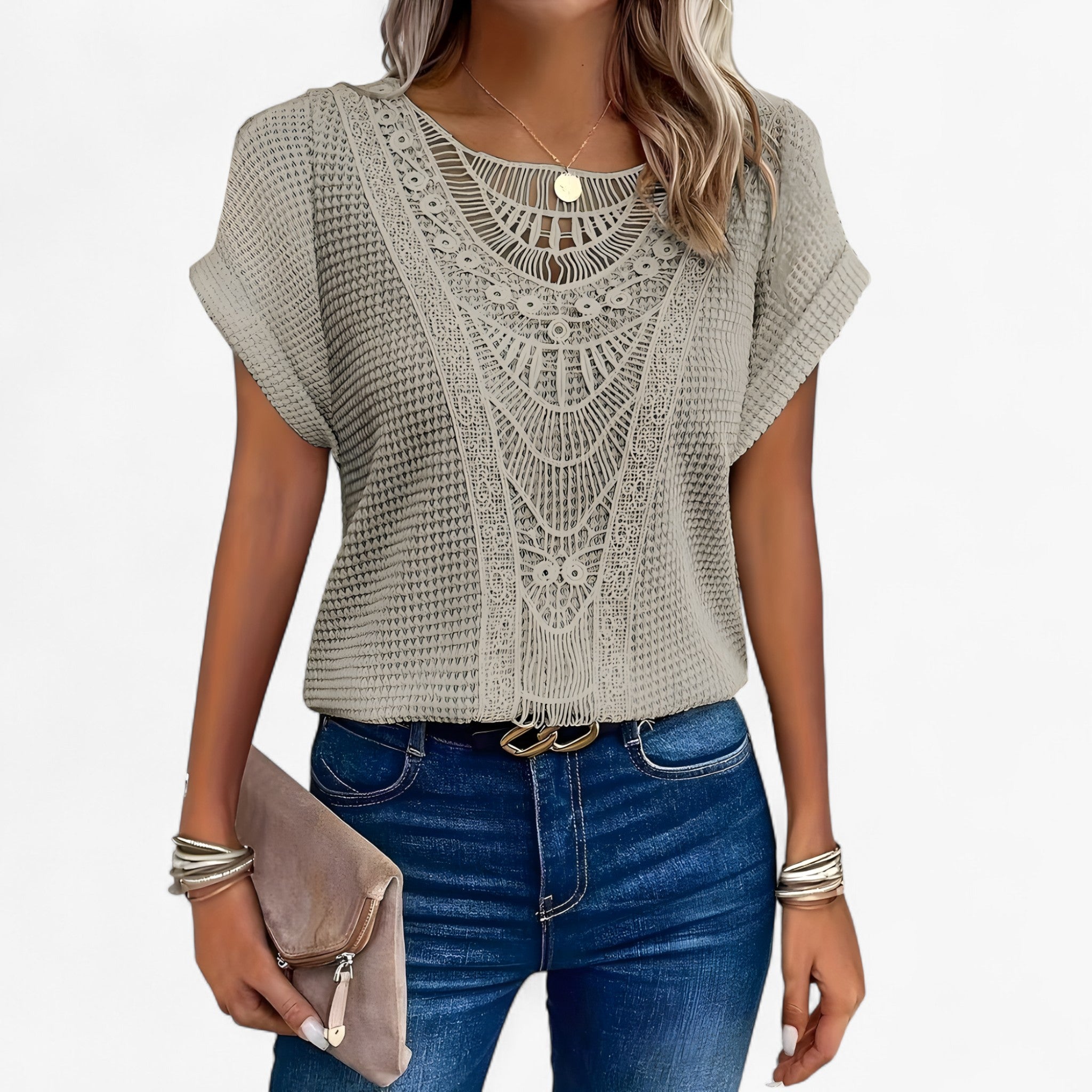 Elise | Top in Pizzo - Eleganza Sofisticata per Ogni Occasione - Beige - knit_dresses Knitted Top woman - Concept Palermo