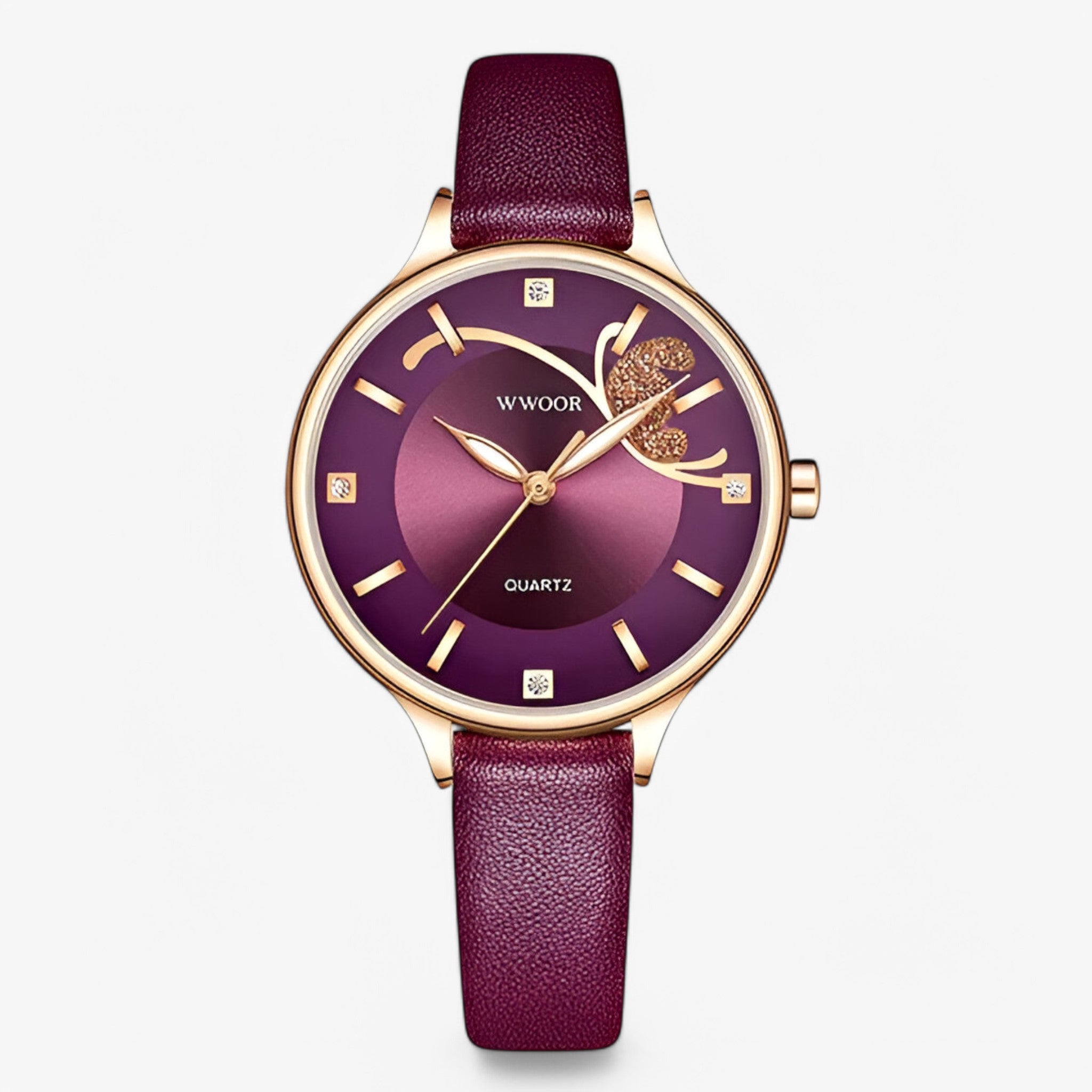 Vivian | Orologio di lusso al quarzo in pelle bianca - viola - watch for women - Concept Palermo