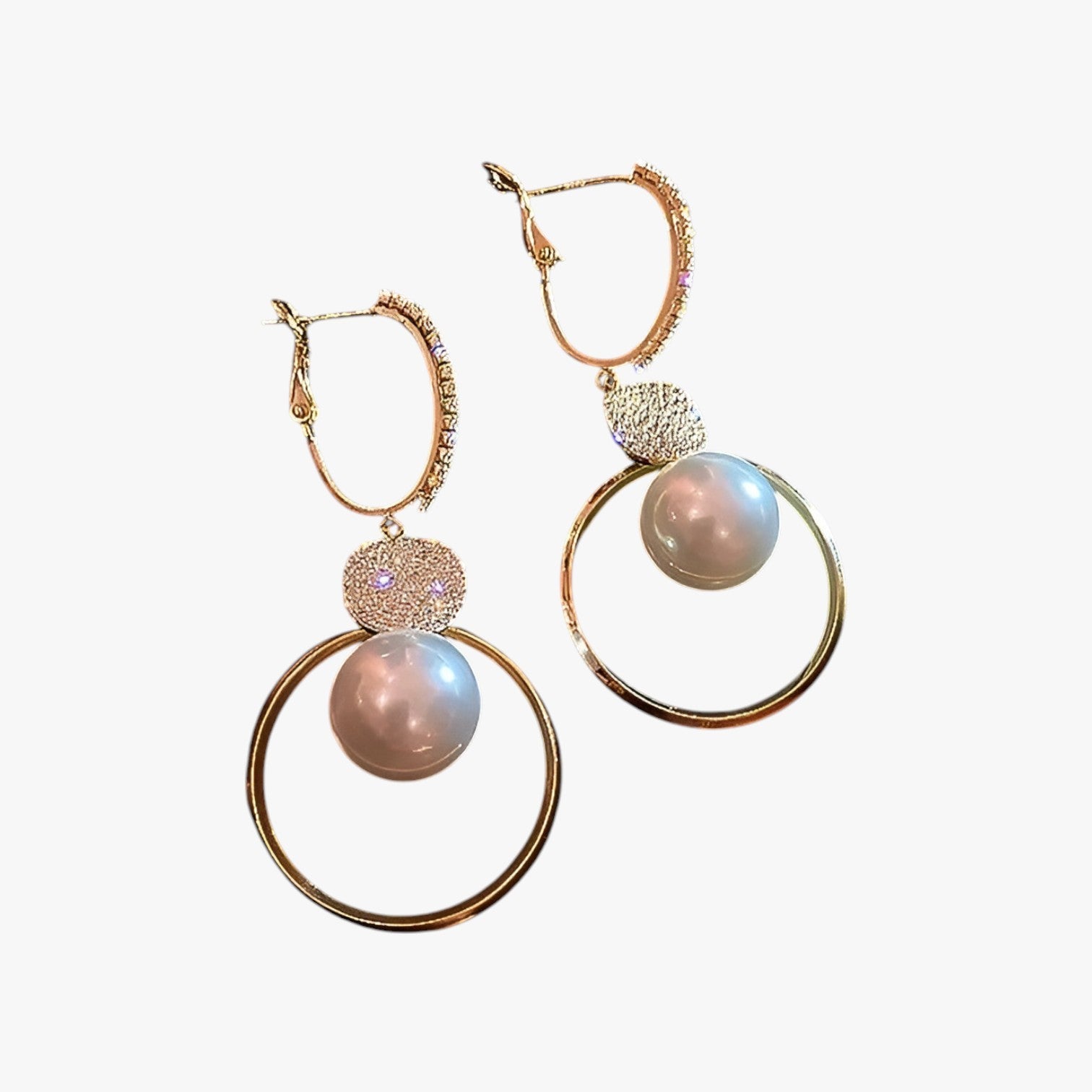 Evelyn | Elegante Radiosa - Orecchini a cerchio oversized con accenti dorati - Perla - Accessories Jewelry EARRINGS womens earring - Concept Palermo