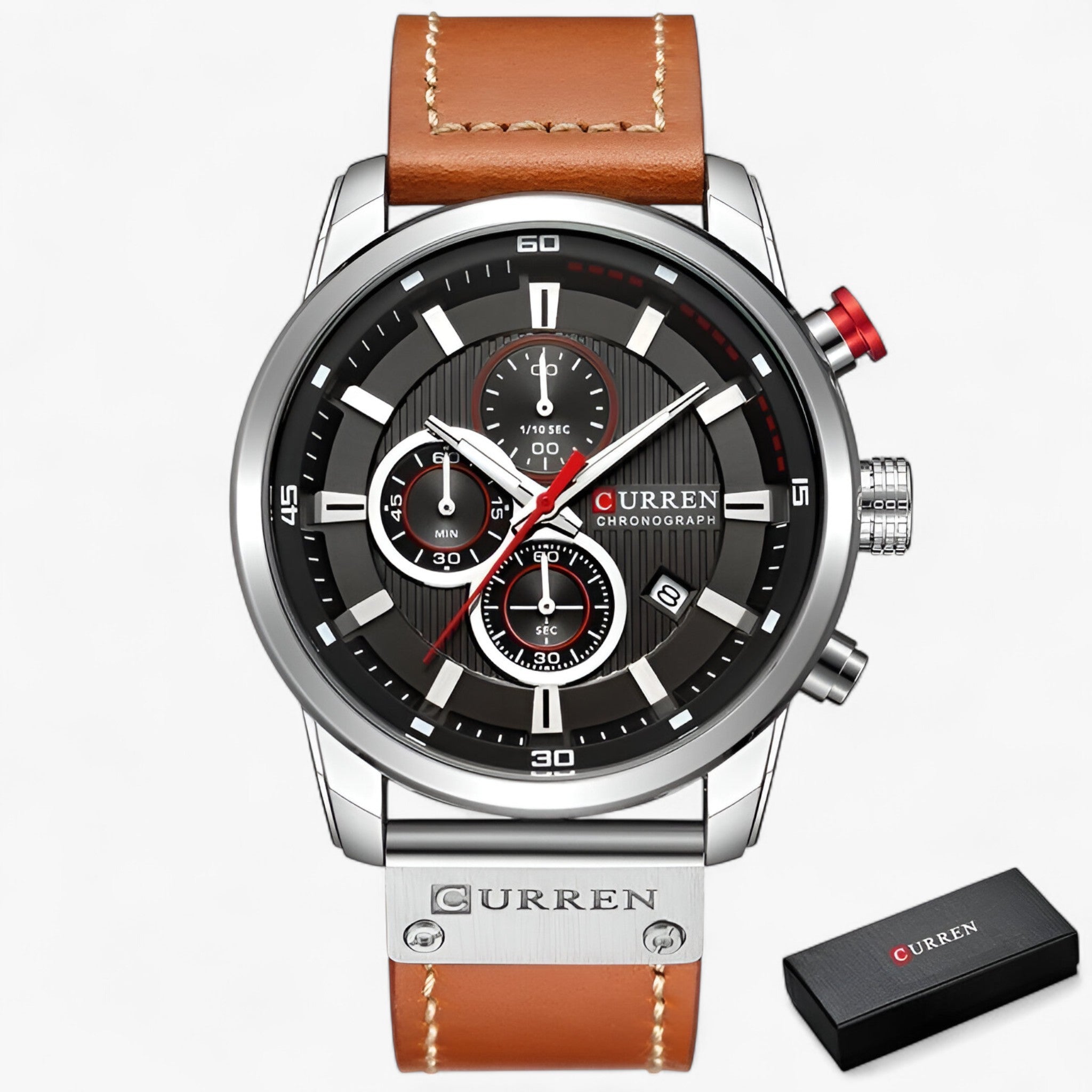 Orologio cronografo da polso CURREN per uomo - Argento nero - watch WATCHES FOR MEN wistwatches - Concept Palermo