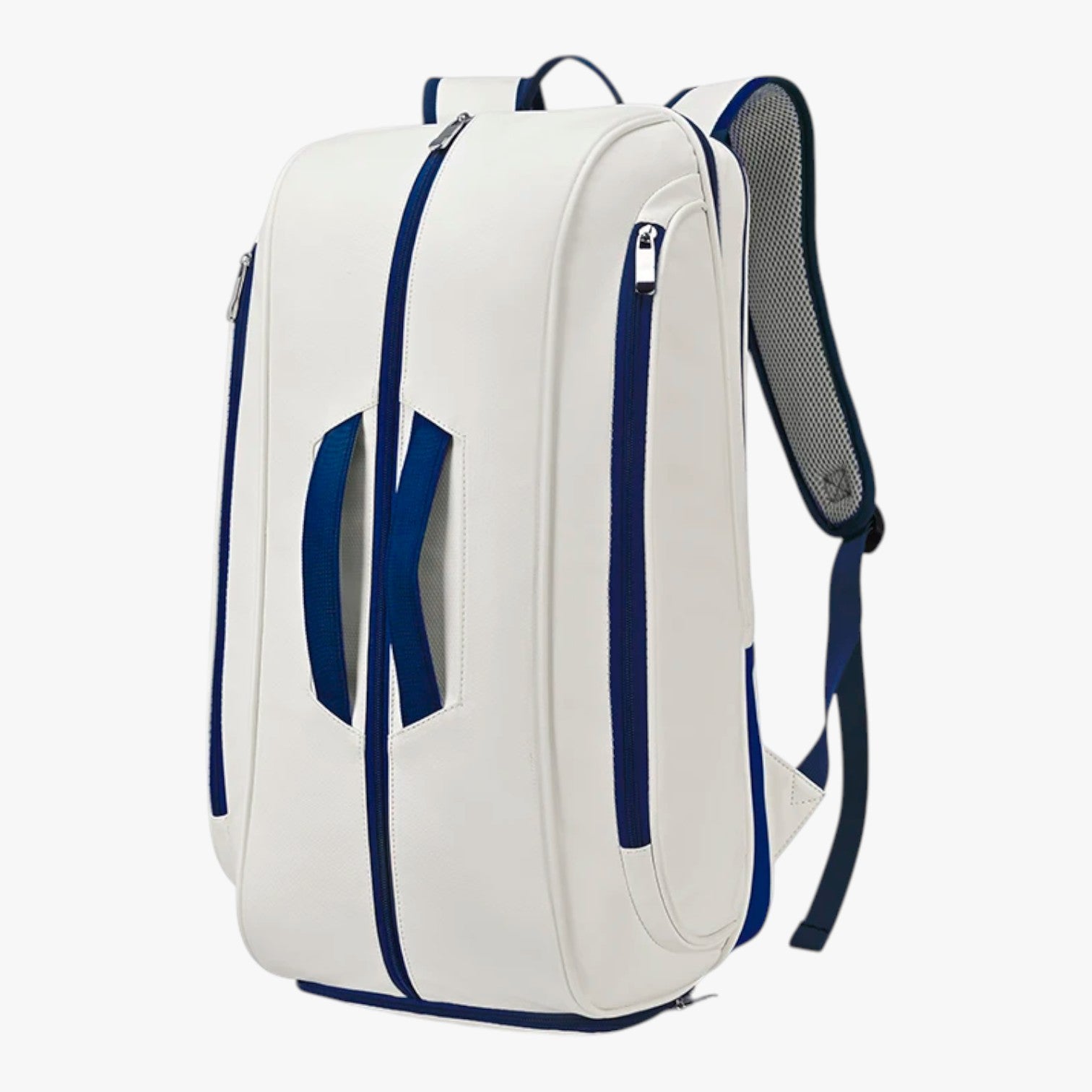 Adriel | Zaino da tennis impermeabile con porta scarpe e stile in PU - Bianco con blu - Backpack Backpacks - Concept Palermo