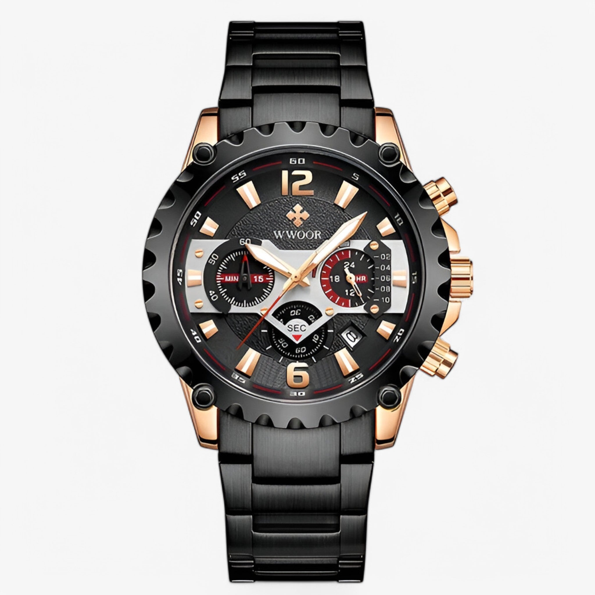 Cleo | Orologio Cronografo di Lusso in Acciaio Inossidabile - rosa nero - - Concept Palermo