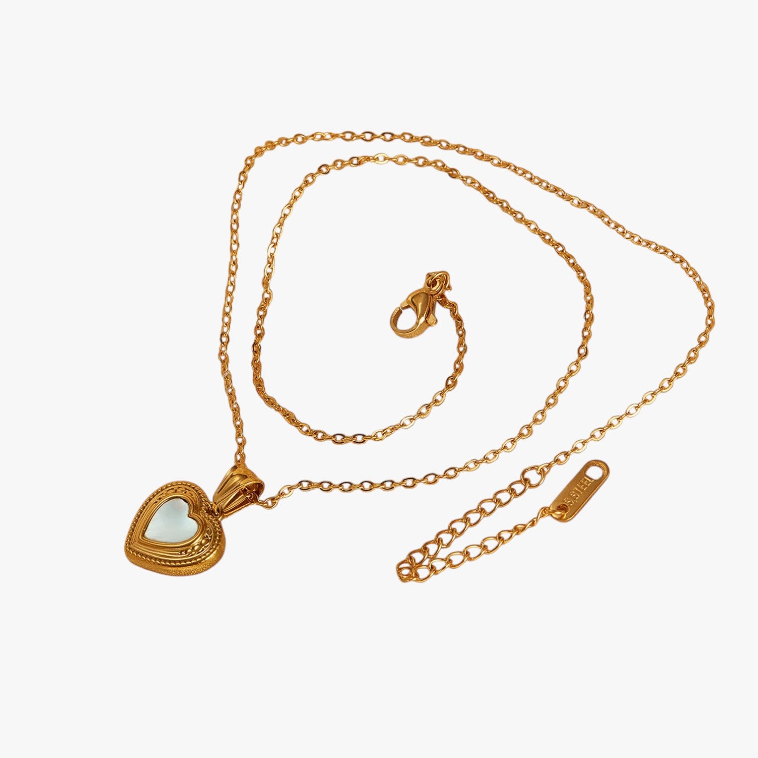 Marilyn | Collana a forma di cuore in madreperla e acciaio inossidabile - - elegant womens necklaces necklace Necklaces for Women Pendant Necklaces - Concept Palermo