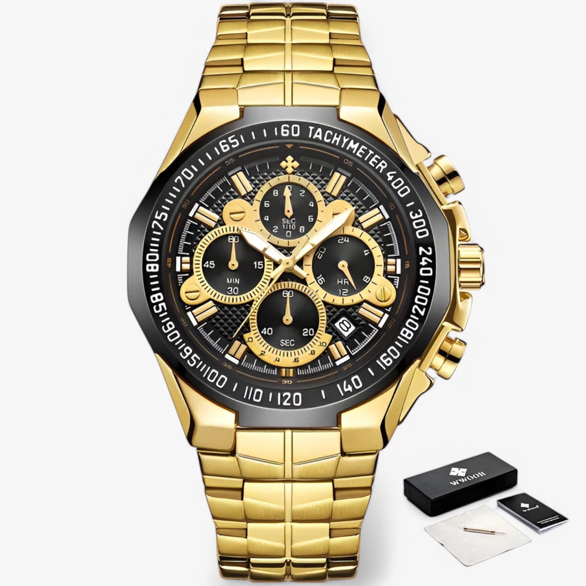 Lucien | Orologio Militare Cronografo in Acciaio - oro nero con scatola - - Concept Palermo