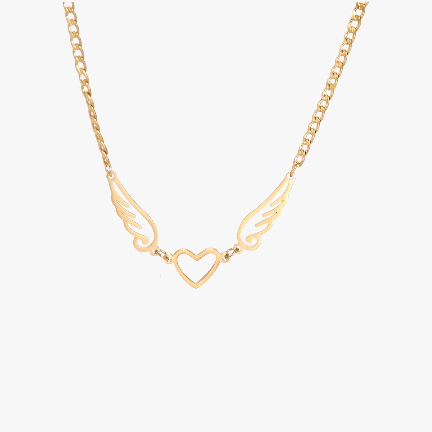 Sherry | Collana in acciaio inossidabile a forma di cuore e ali d'angelo di Skyrim - - Necklace NECKLACES Necklaces for Women - Concept Palermo