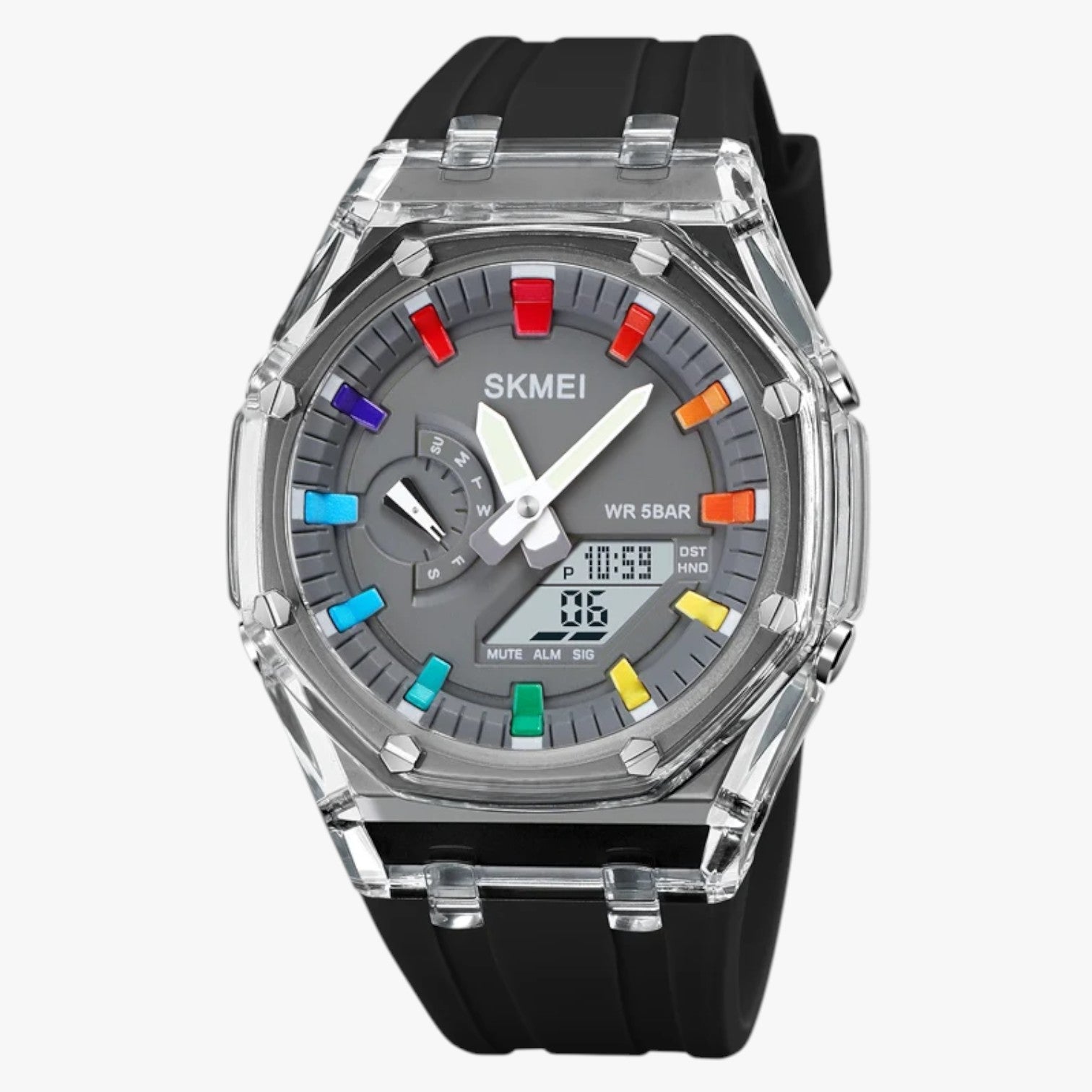 Fabian | Orologio digitale trasparente da 5 ATM con sveglia e funzioni intelligenti - moda nero grigio - watch WATCHES FOR MEN Wristwatch - Concept Palermo