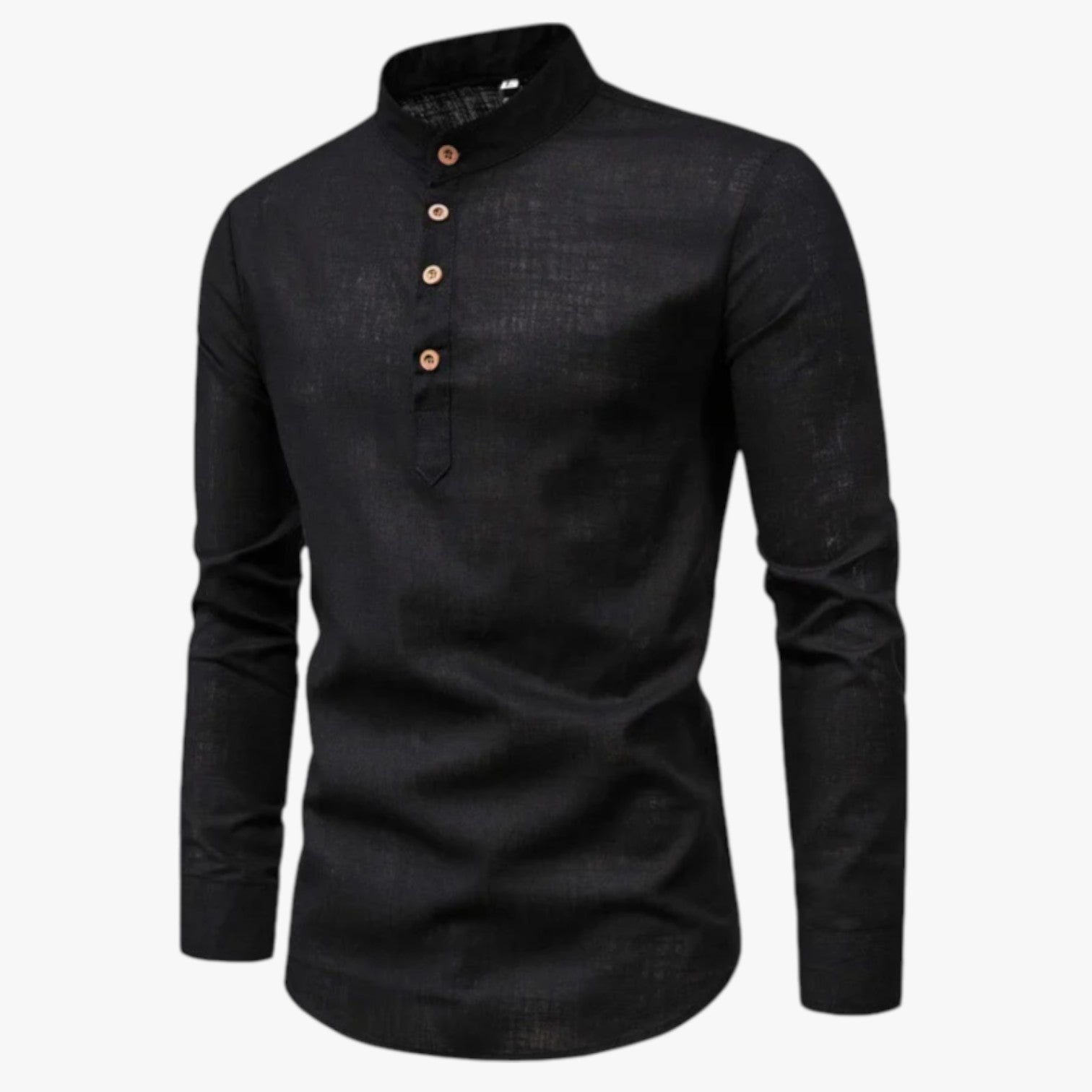 Railey | Camicia da uomo in cotone e lino - Freschezza primaverile con stile casual - Nero - men's top Tops - Concept Palermo