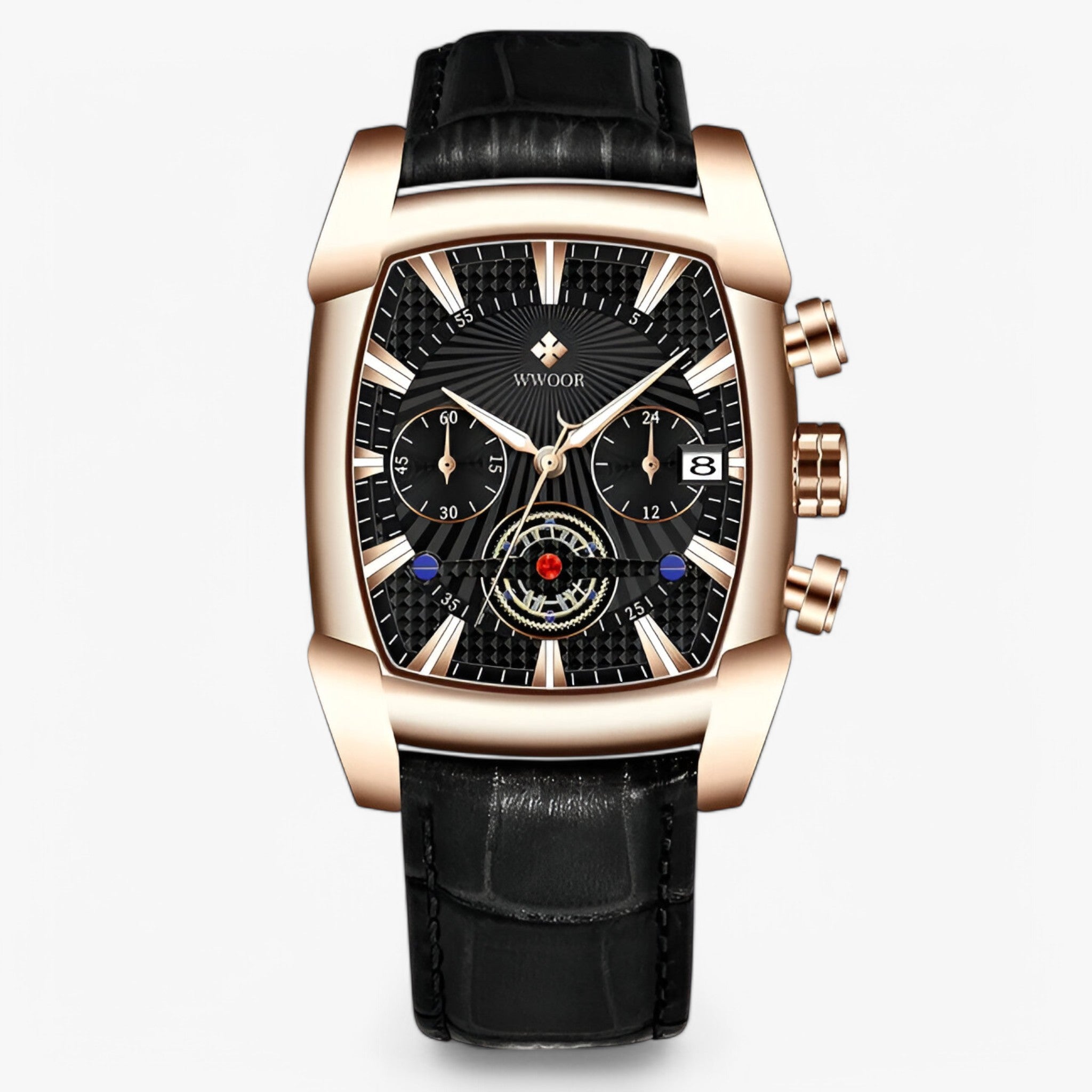 Dante | Orologio sportivo di lusso in pelle - Rosa nera - - Concept Palermo