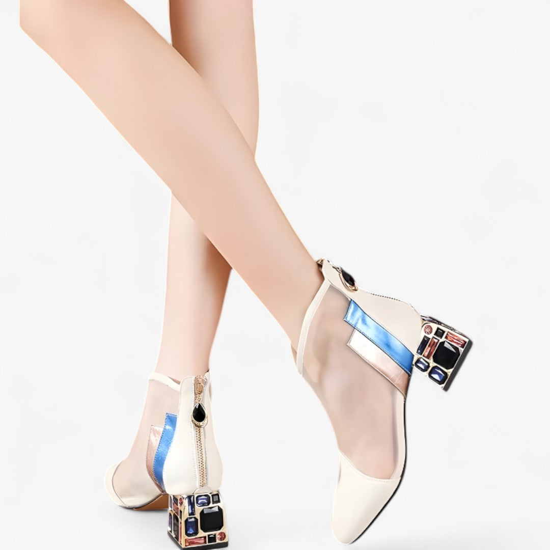 Ruby | Sandali in rete con tacco medio e strass traforati - - BOOTS Boots & Shoes - Concept Palermo
