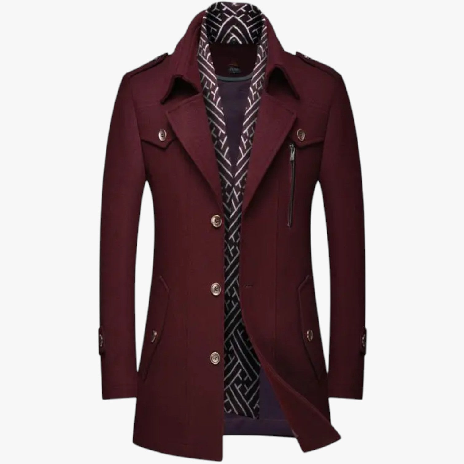 Dalton | Eleganza e calore - Cappotto lungo in lana per l'inverno - Rosso - coat men coats Jackets & Coats - Concept Palermo
