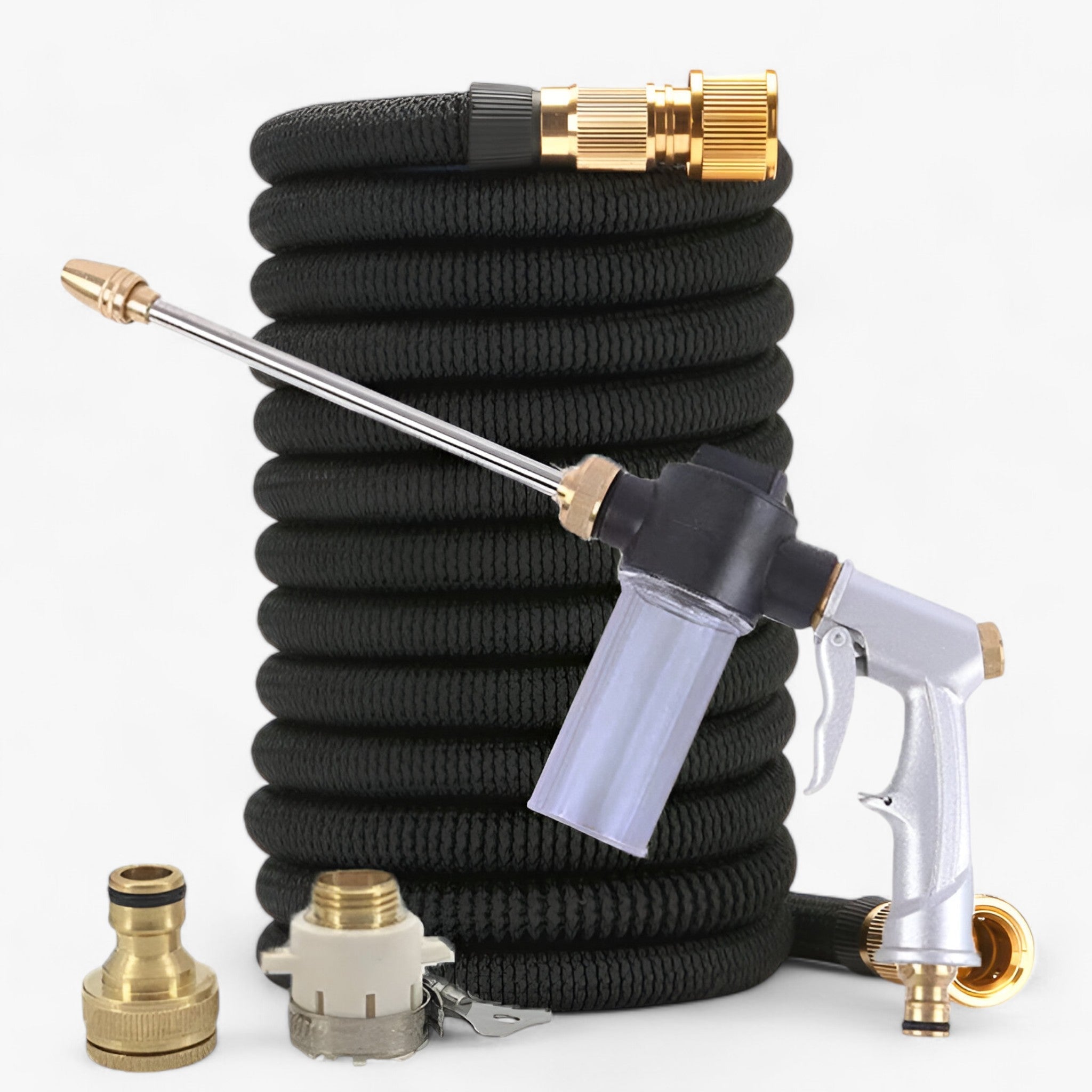 Aqua | Pistola a spruzzo per giardino con tubo flessibile - Pressione regolabile per una pulizia potente - Set di serpenti neri - garden hose hose spray - Concept Palermo