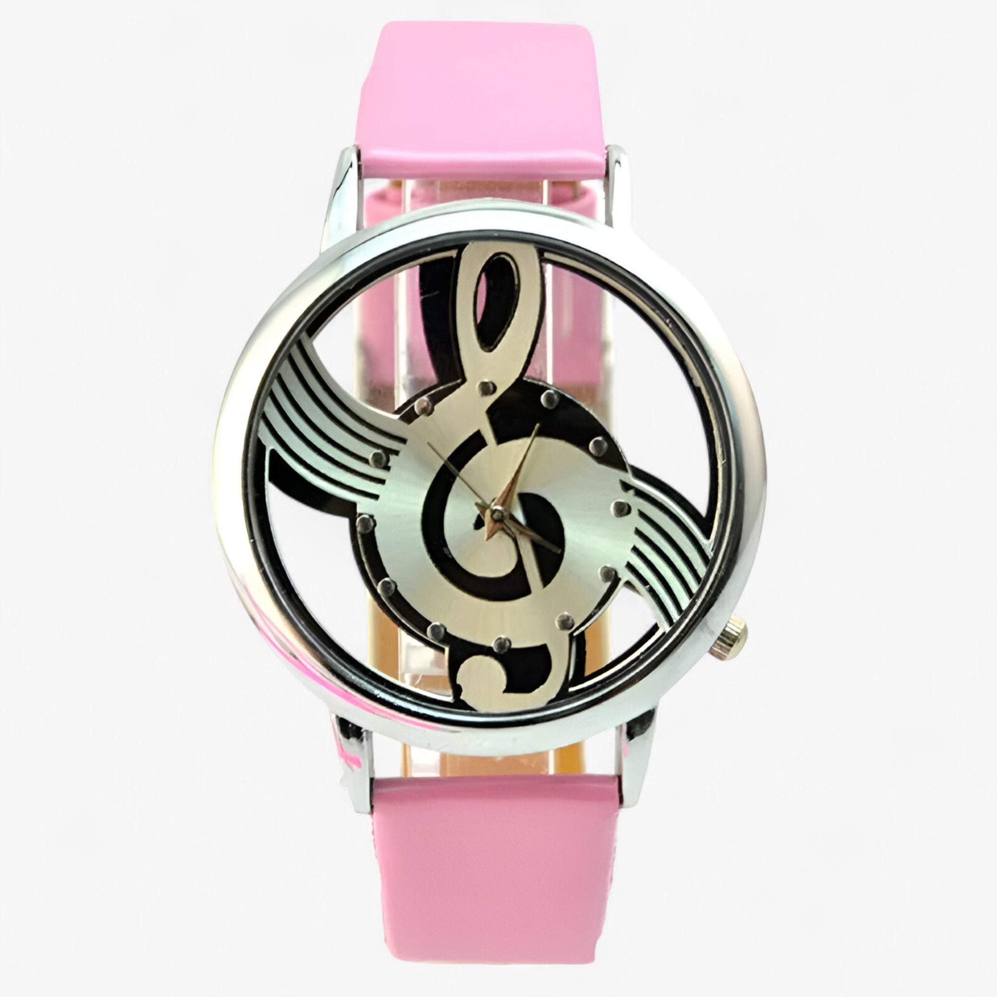 Larissa | Orologio musicale alla moda con cinturino in pelle - Rosa - female watch watch for women - Concept Palermo