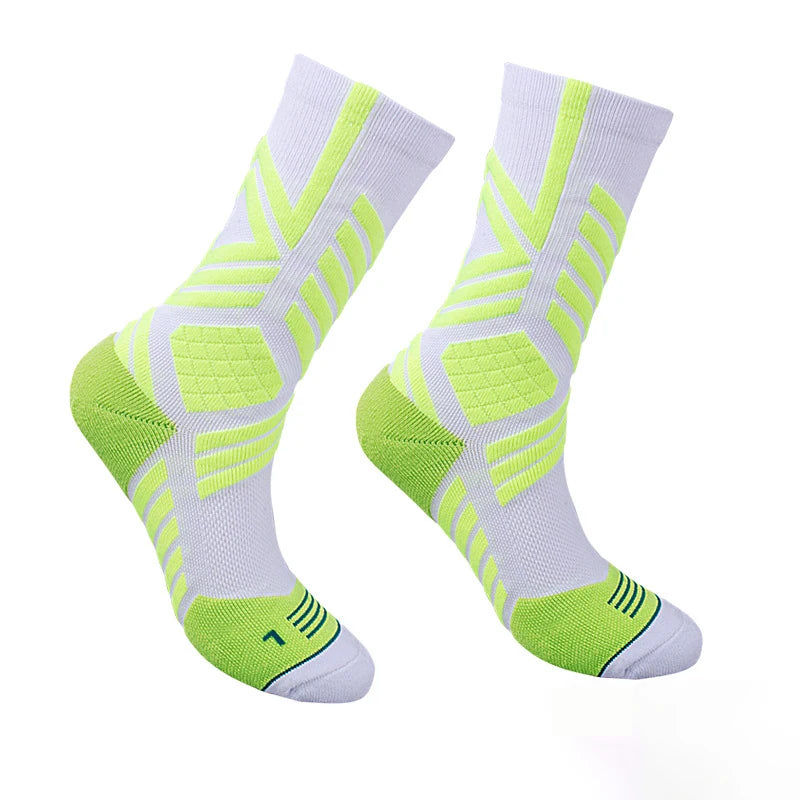 Terrence | Calzini da basket antiscivolo: stabilità e comfort - Una taglia per tutti Bianco e verde neon - Hiking Socks socks - Concept Palermo