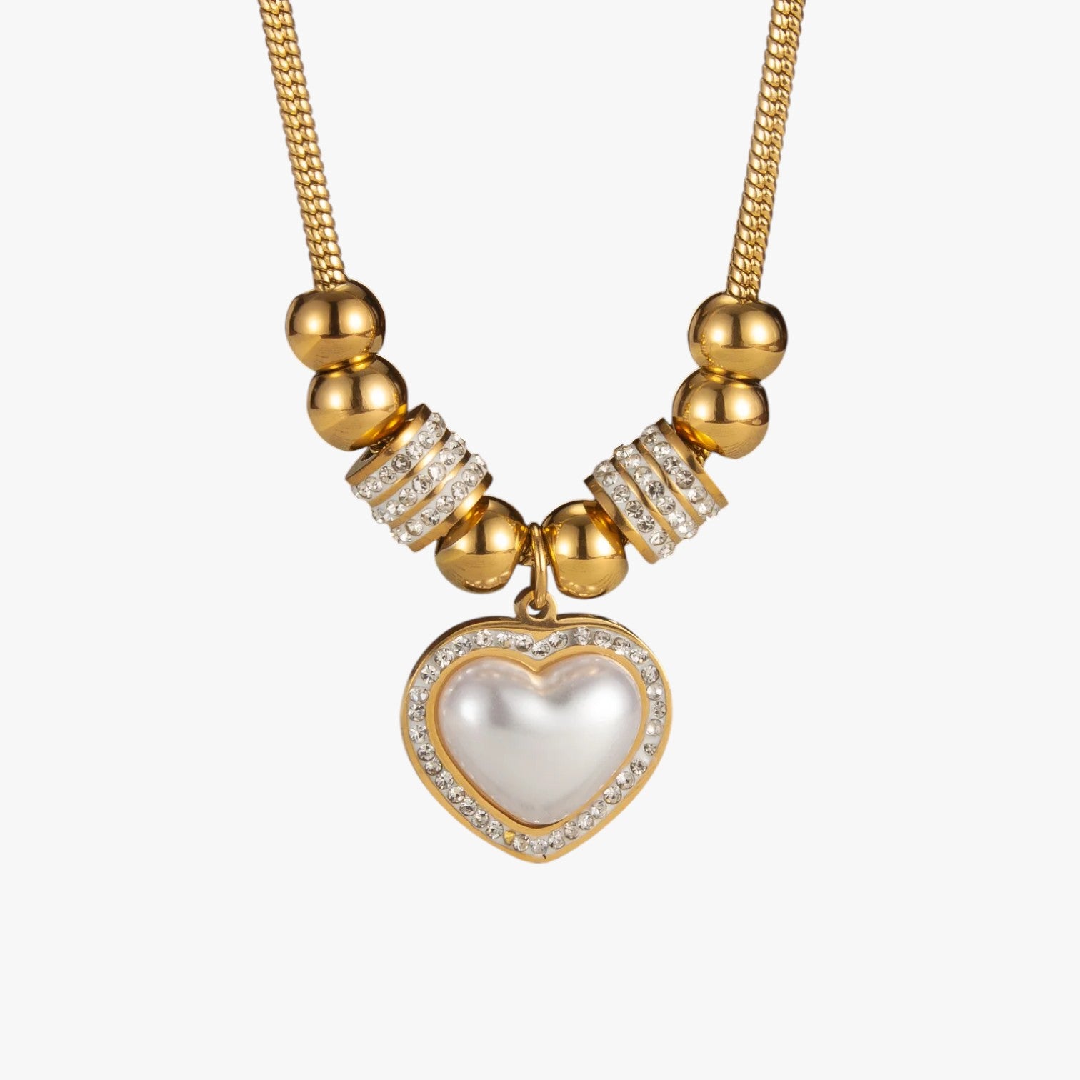 Mariela | Collana a forma di cuore con zirconi e perline per un look da festa - - elegant womens necklaces Fashion Necklaces necklace Necklaces for Women - Concept Palermo
