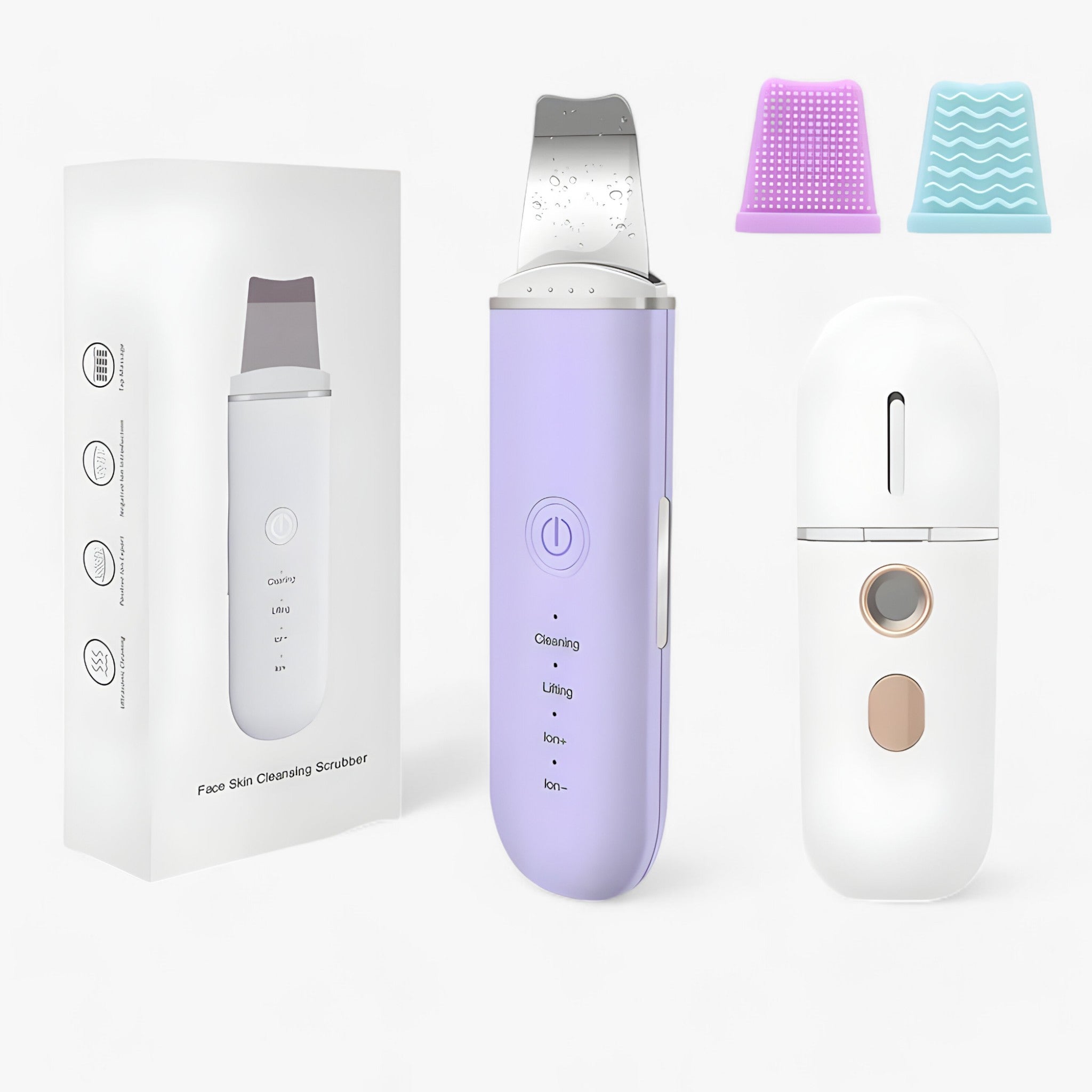 SkinScrub Pro | Spatola facciale a ultrasuoni - Strumento per il rassodamento del viso e la rimozione dei punti neri - Insieme di Violette 1 - cosmetics skin care - Concept Palermo