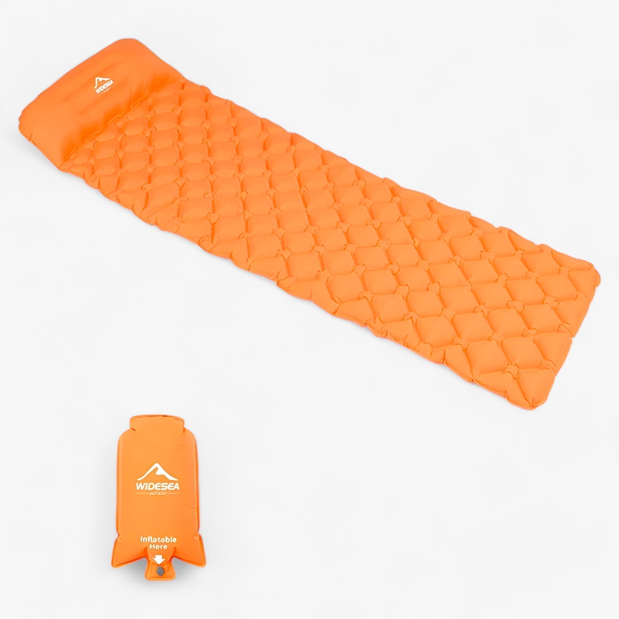 Materasso da campeggio | Materasso gonfiabile - Imbottitura ultraleggera per il comfort all'aperto - Arancione con Airbag - camping pads sleeping pads - Concept Palermo