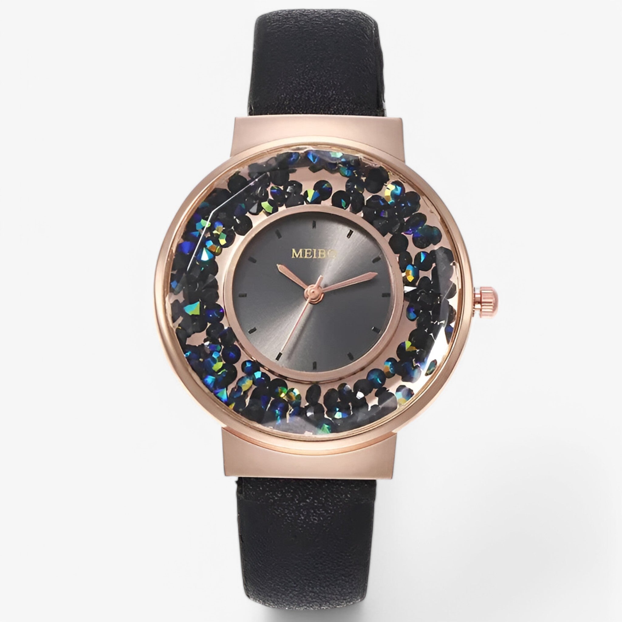 Edith | Orologio da donna con cinturino in cuoio stile bracciale e movimento al quarzo - Nera - female watch watch for women - Concept Palermo