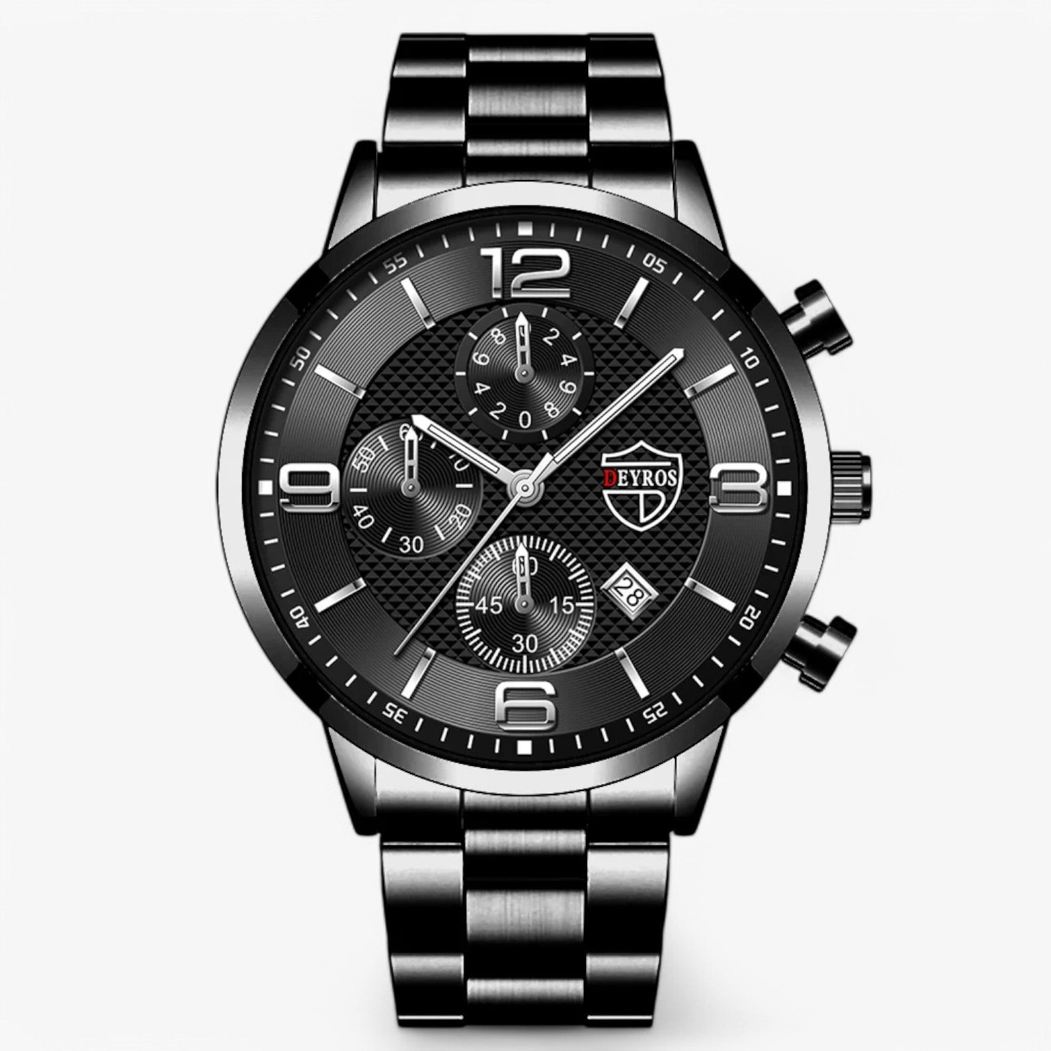 Emilio | Lusso e Precisione – Orologio da Uomo in Acciaio Inossidabile con Funzione Luminosa - Nero Argento - mens accessory watch for men watches - Concept Palermo