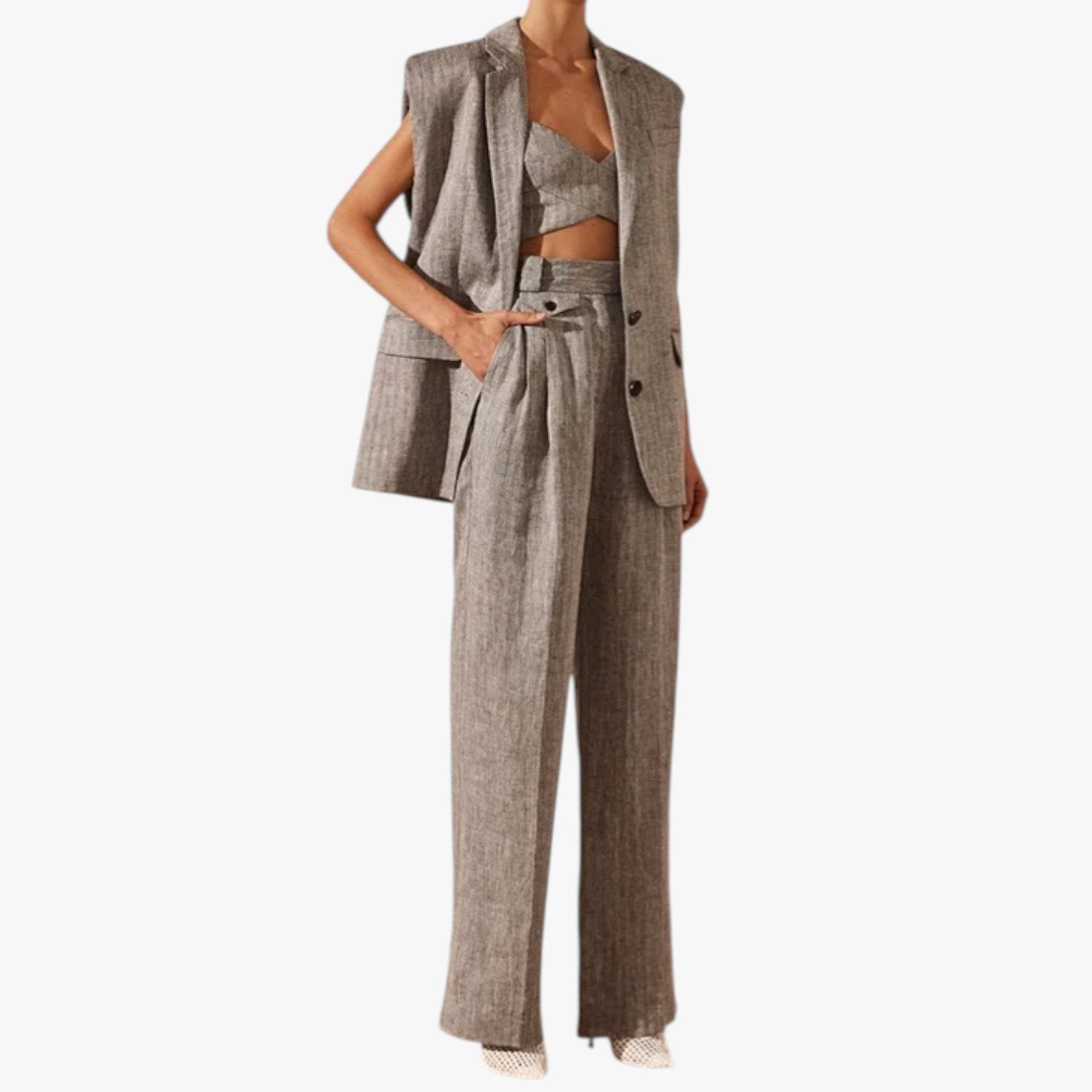 Vivian | Pantaloni Donna Vita Alta in Lino-Cotone Eleganza Aria & Libertà Tutto il Giorno - - linen pants pants pants for women women pants - Concept Palermo