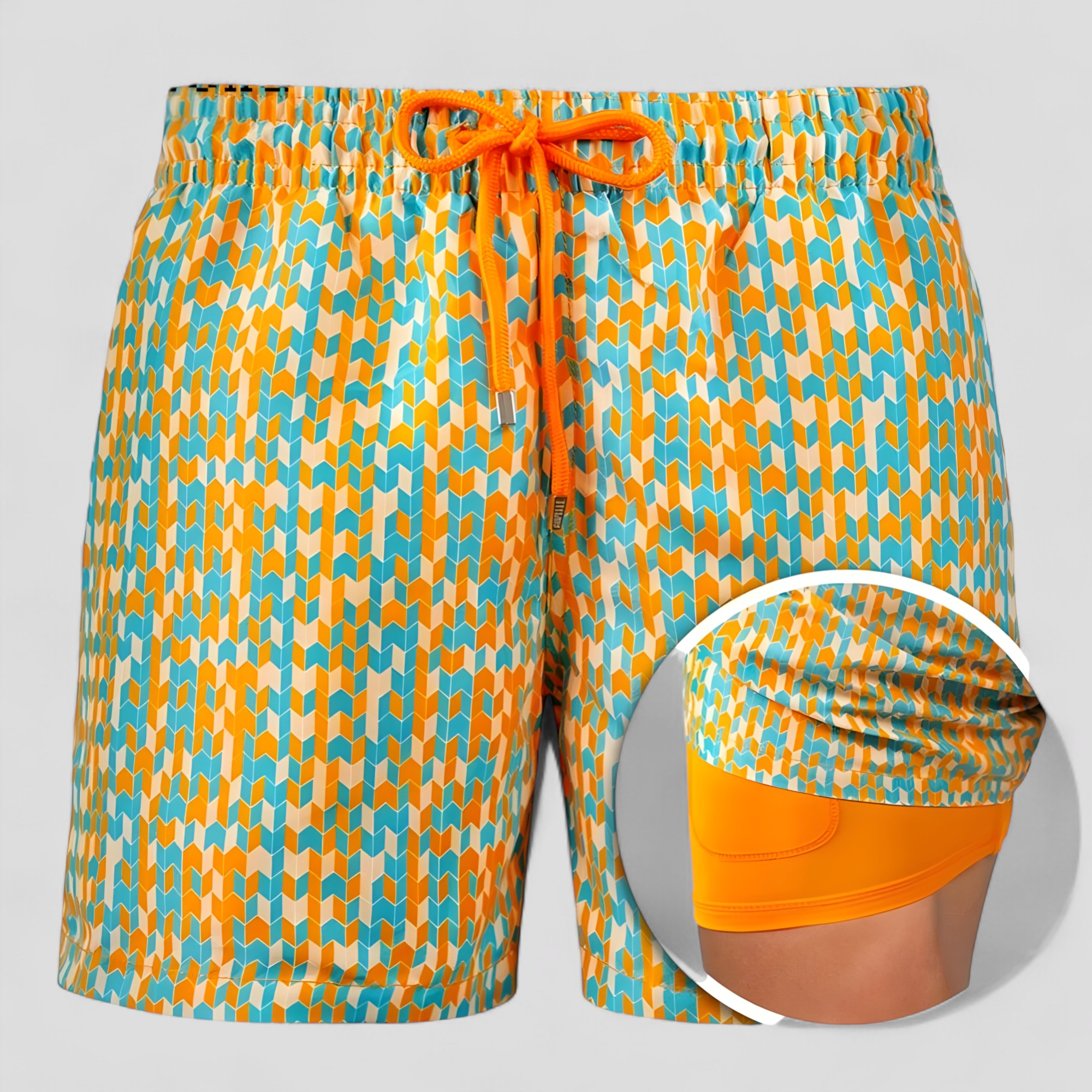 Cesare | Costume Uomo Asciugatura Rapida con Tasche - Arancia - abbigliamento mare cintura con cordino costume da bagno costume da bagno rapido costume da bagno uomo costume elegante costume per attività acquatiche nuoto e sport acquatici shorts da nuoto tasca interna costume - Concept Palermo