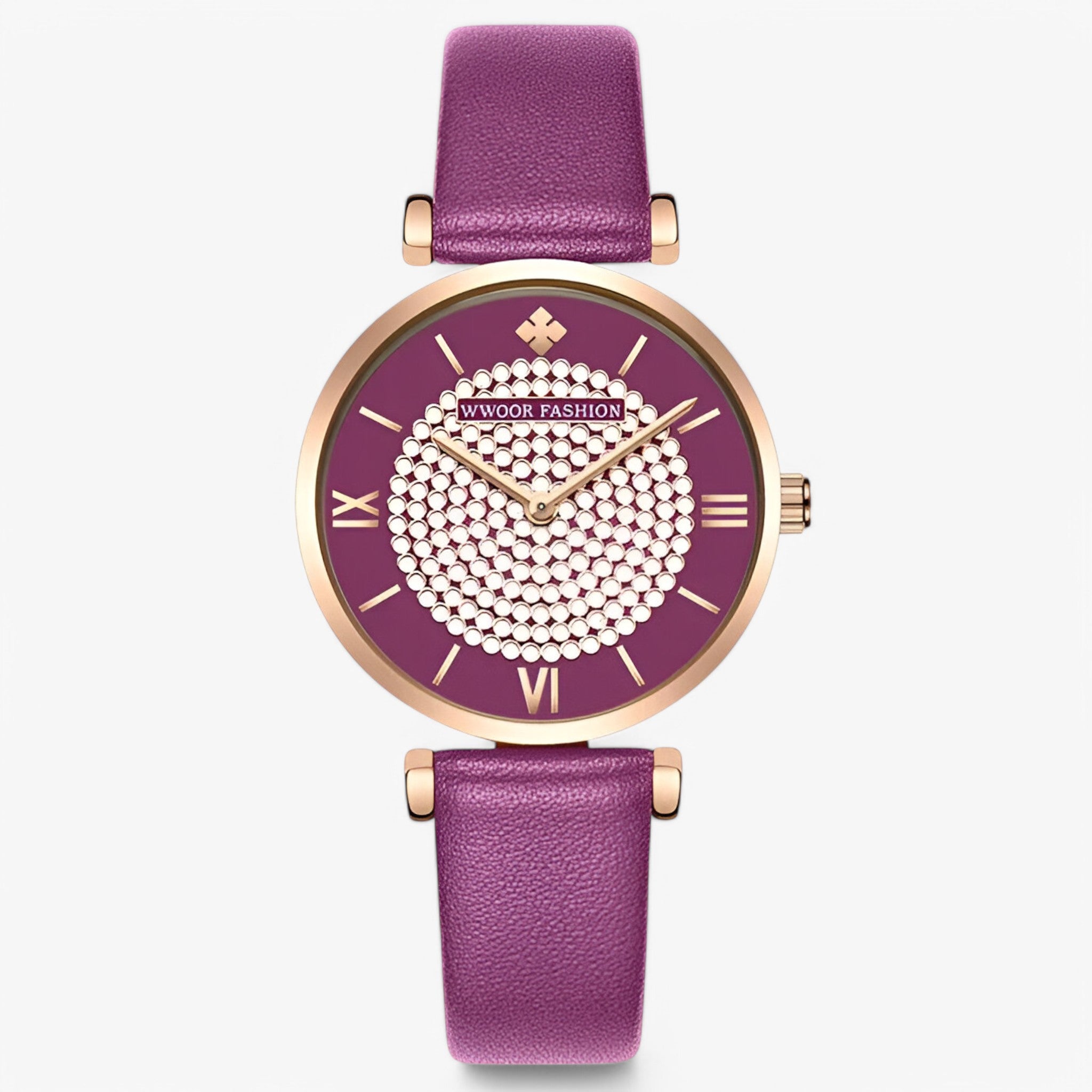 Valeria | Orologio elegante in pelle rossa - viola - watch for women - Concept Palermo