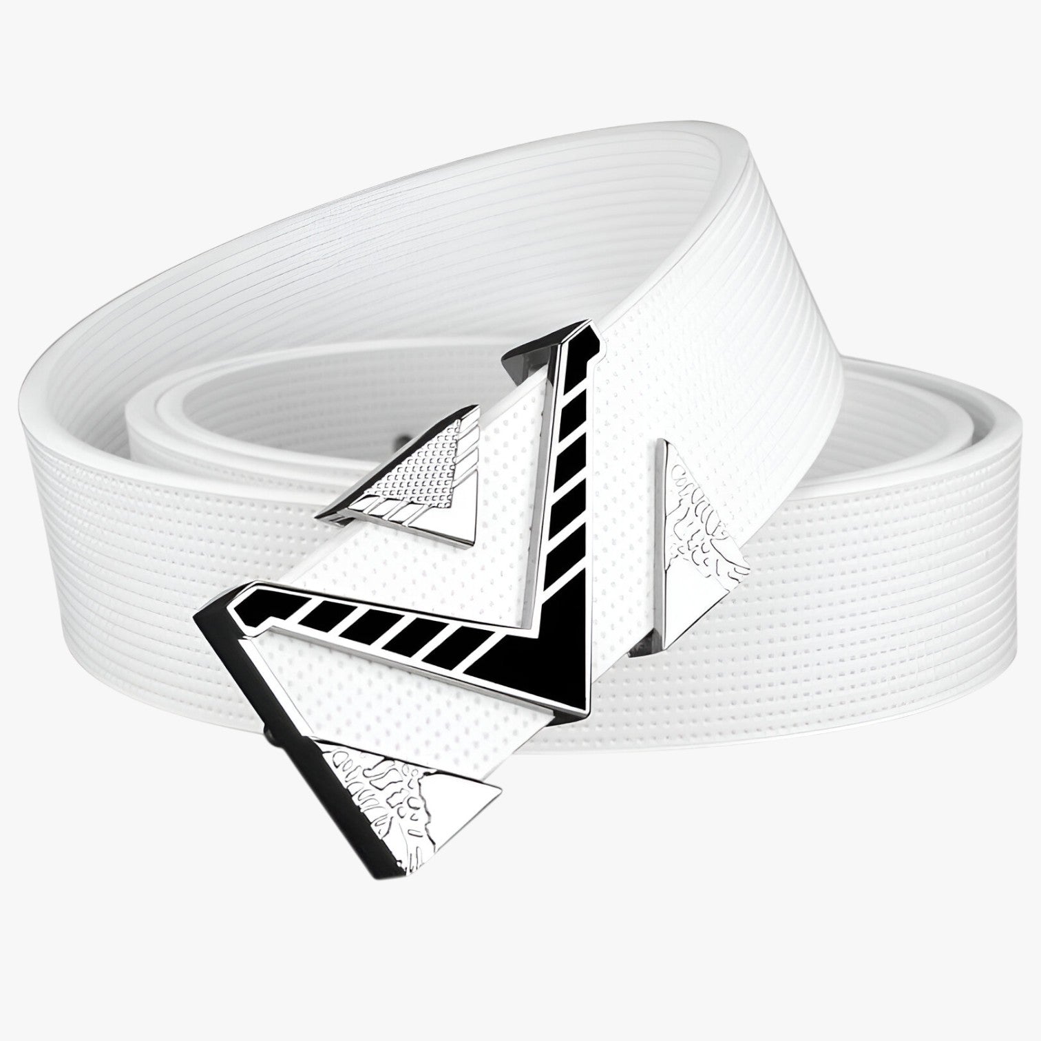 Isaac | Cintura Elegante con Fibbia V Dorata - Fibbia bianca e nera - Belts belts for men Mens belt - Concept Palermo